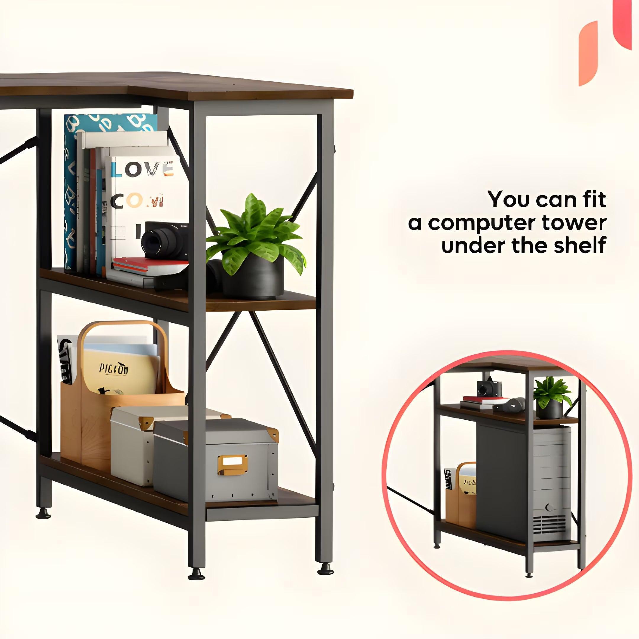 Yandz L-shaped desk with storage shelves - YANDZ HOME