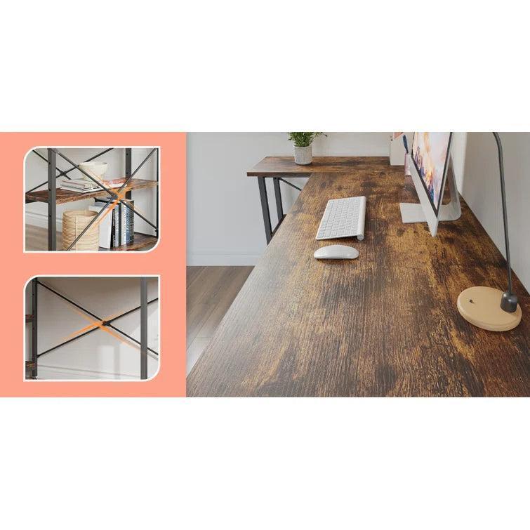 Yandz L-shaped desk with storage shelves - YANDZ HOME