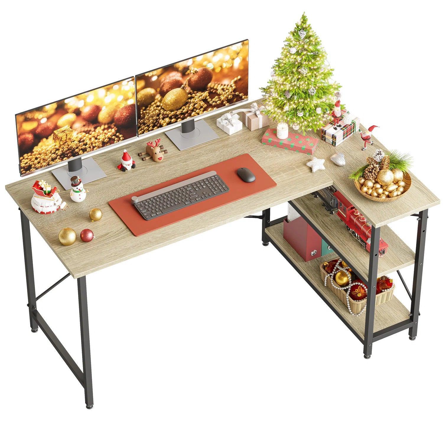 Yandz L-shaped desk with storage shelves - YANDZ HOME