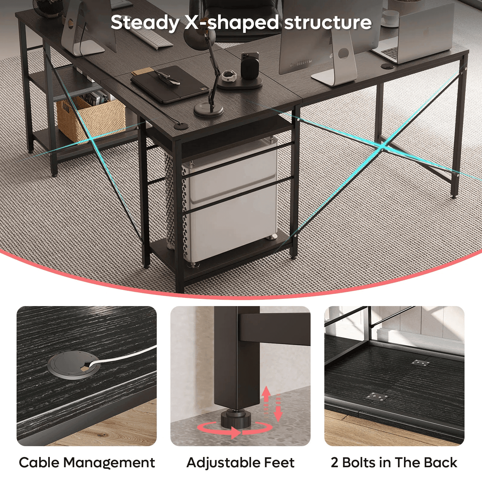 Rowland L-shaped computer Desk - YANDZ HOME