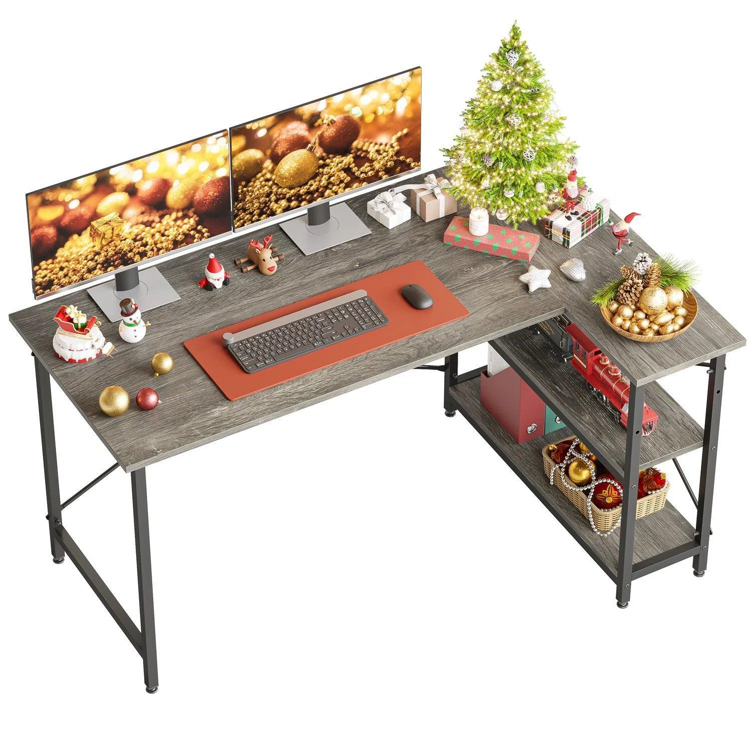 Yandz L-shaped desk with storage shelves - YANDZ HOME