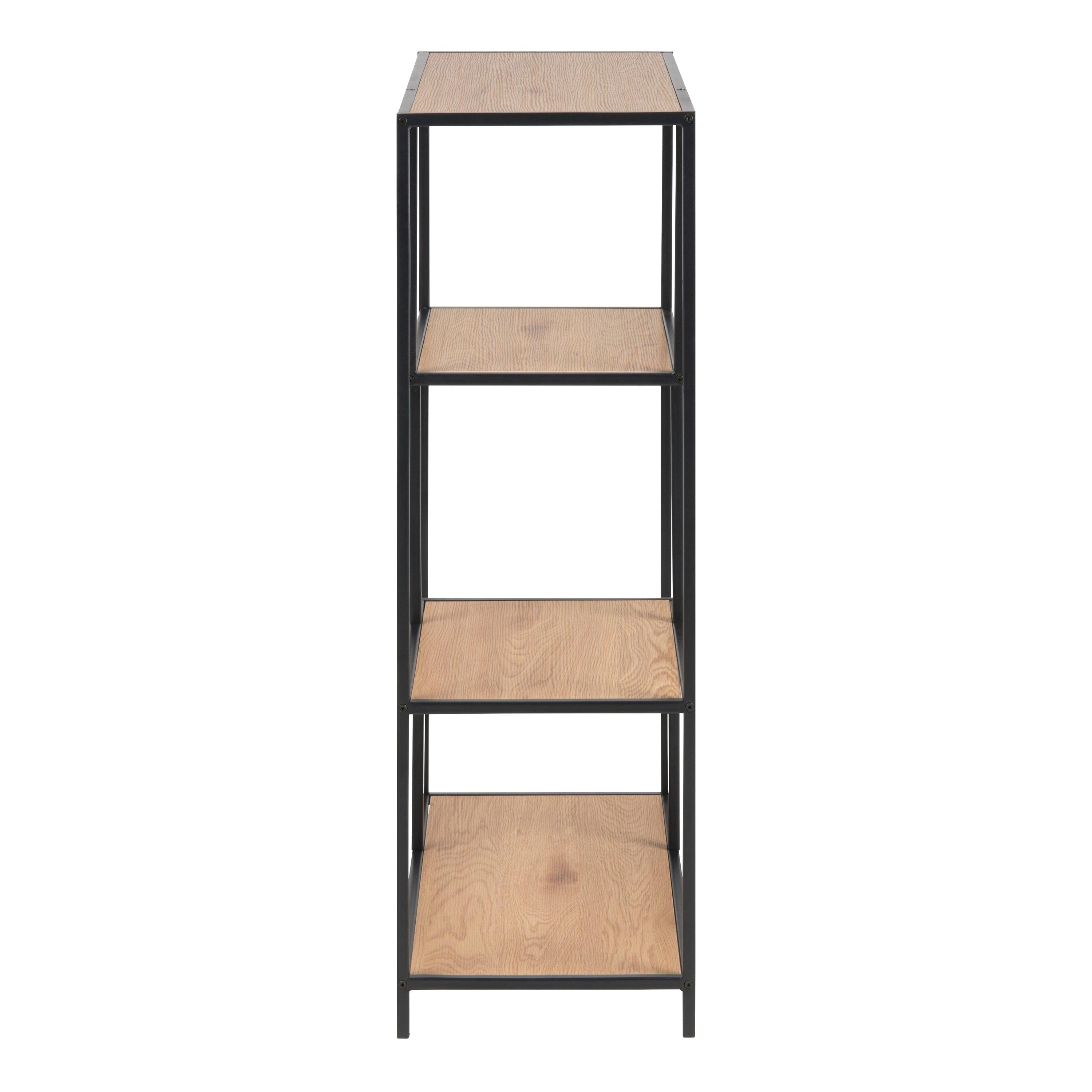 Lina Asymmetrical Bookcase – Black Metal with 3 Shelves - YANDZ HOME