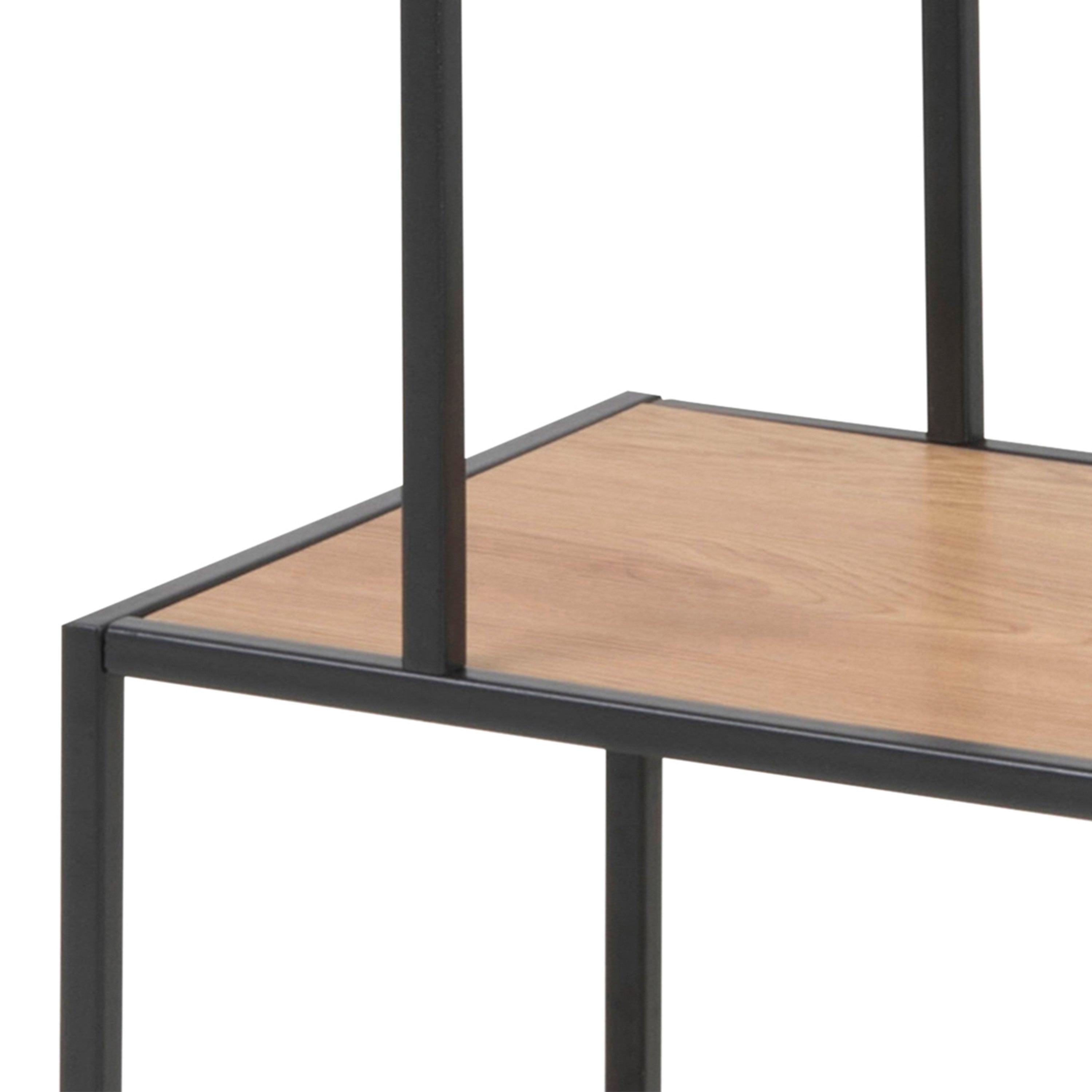 Lina Asymmetrical Bookcase – Black Metal with 3 Shelves - YANDZ HOME