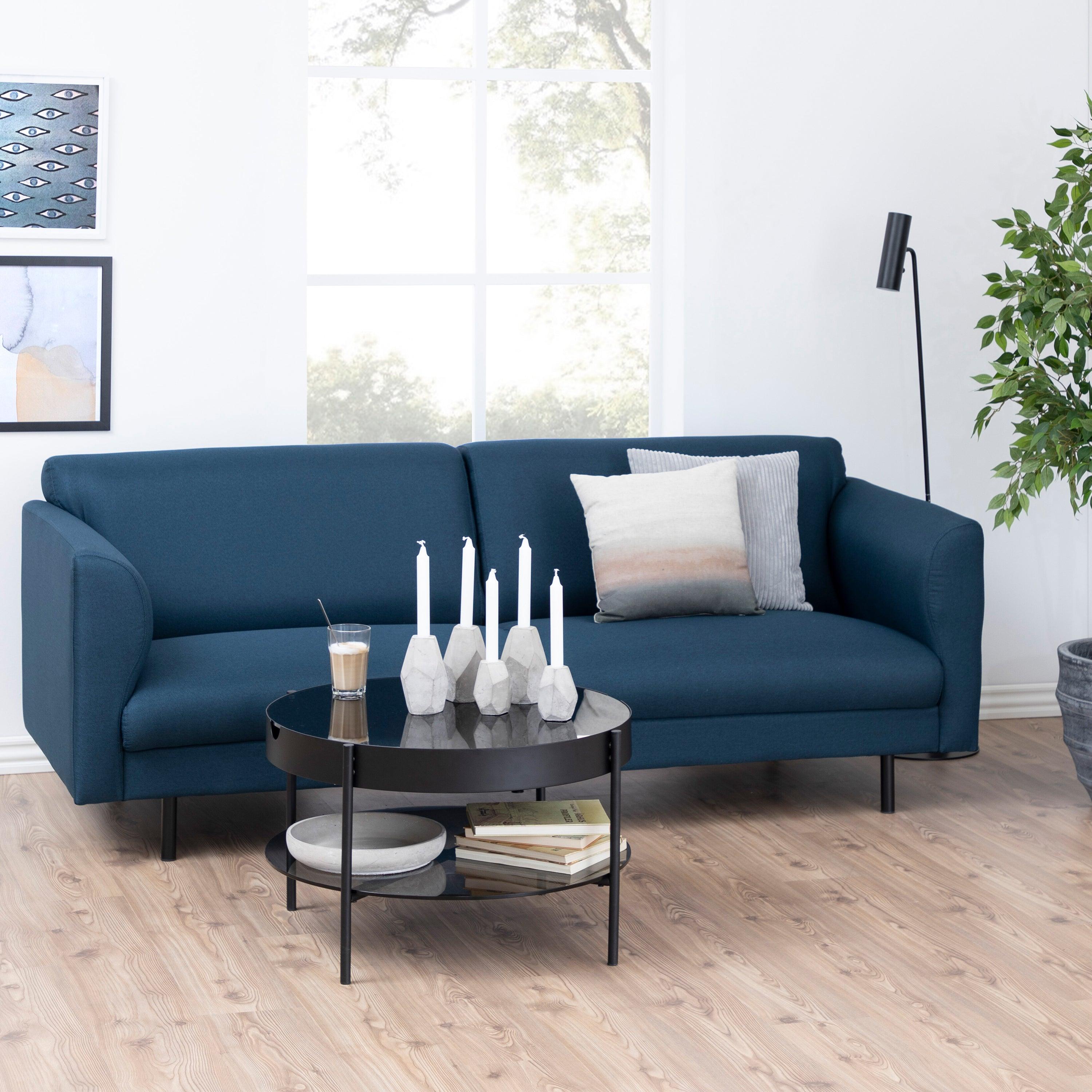 Talon Round Coffee Table – Black with Smoked Glass Top (75 cm) - YANDZ HOME