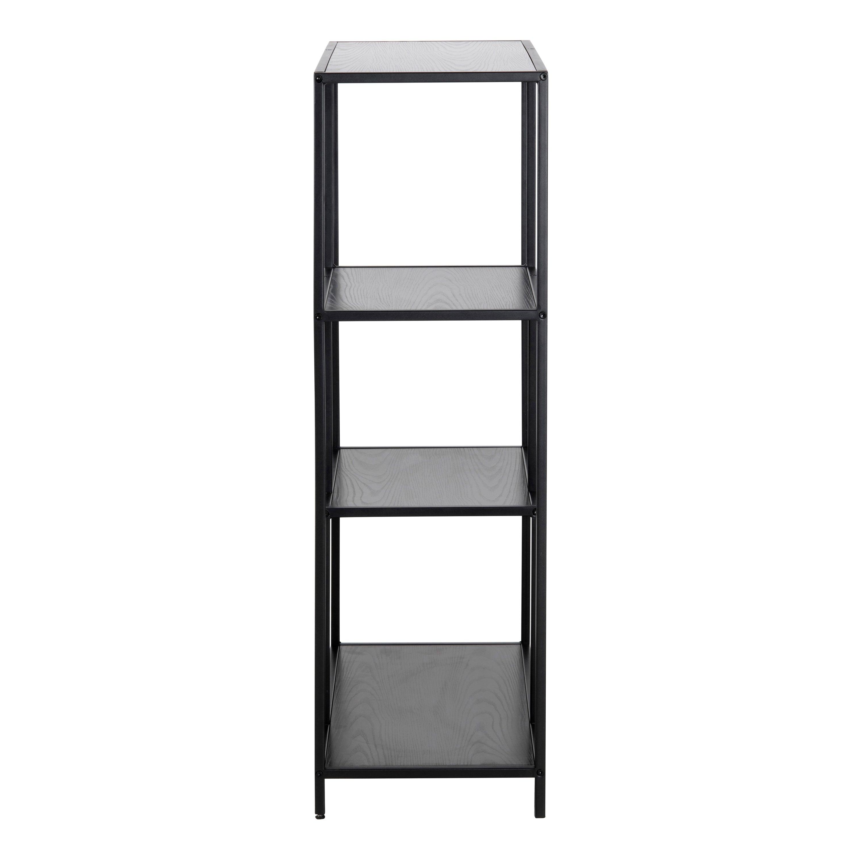 Lina Asymmetrical Bookcase – Black Metal with 3 Shelves - YANDZ HOME