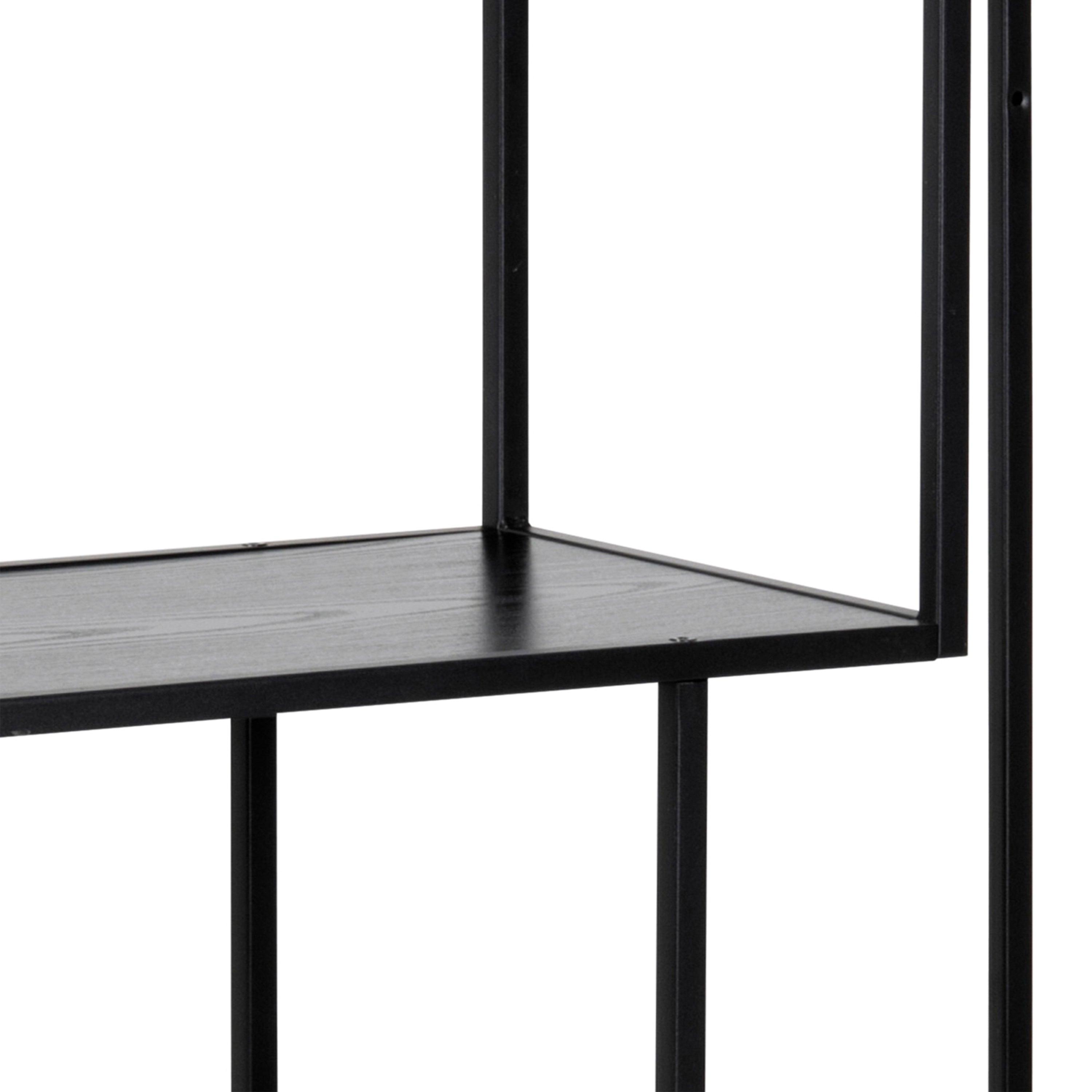 Lina Asymmetrical Bookcase – Black Metal with 3 Shelves - YANDZ HOME