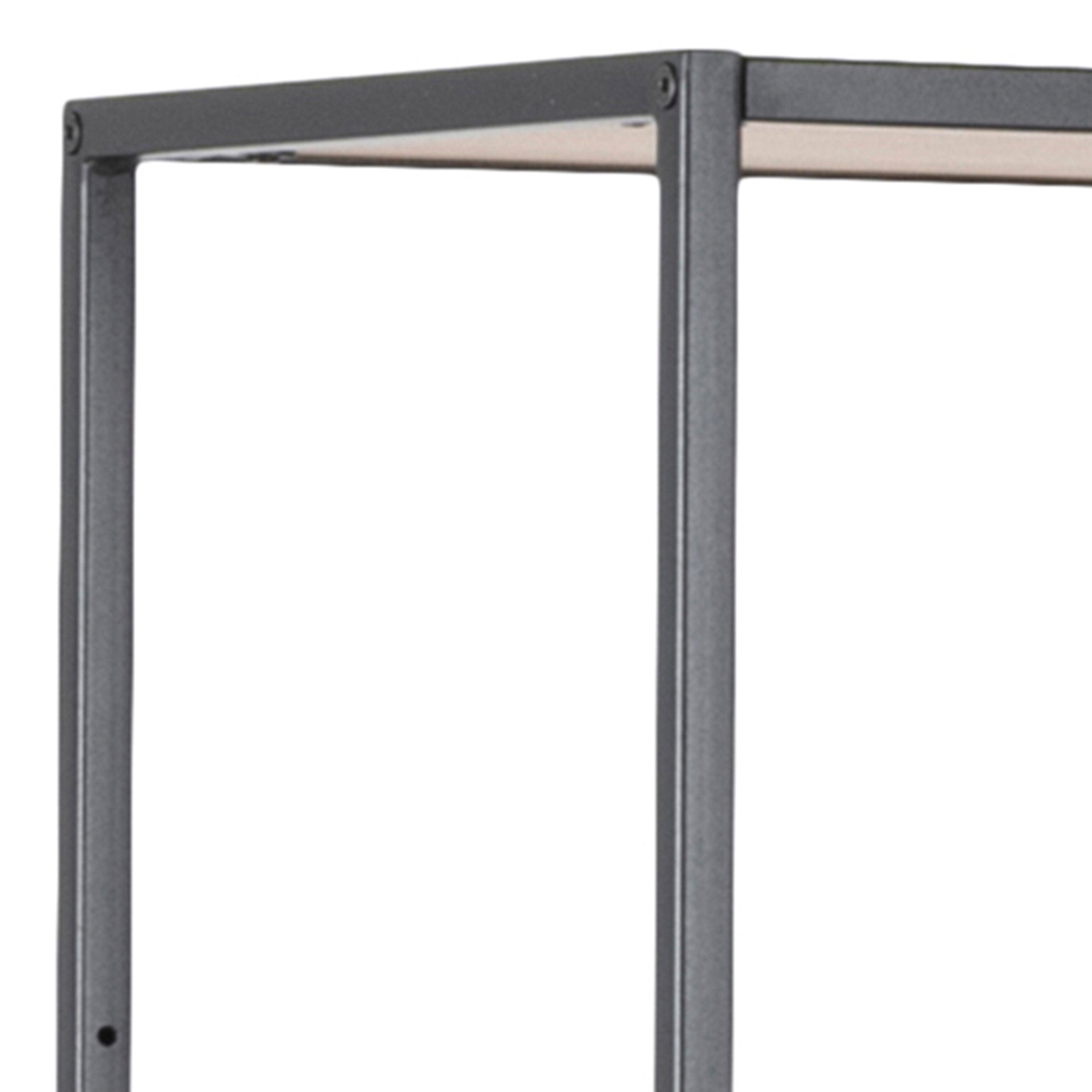 Kamila Large Asymmetrical Bookcase – Black Metal with 5 Shelves - YANDZ HOME