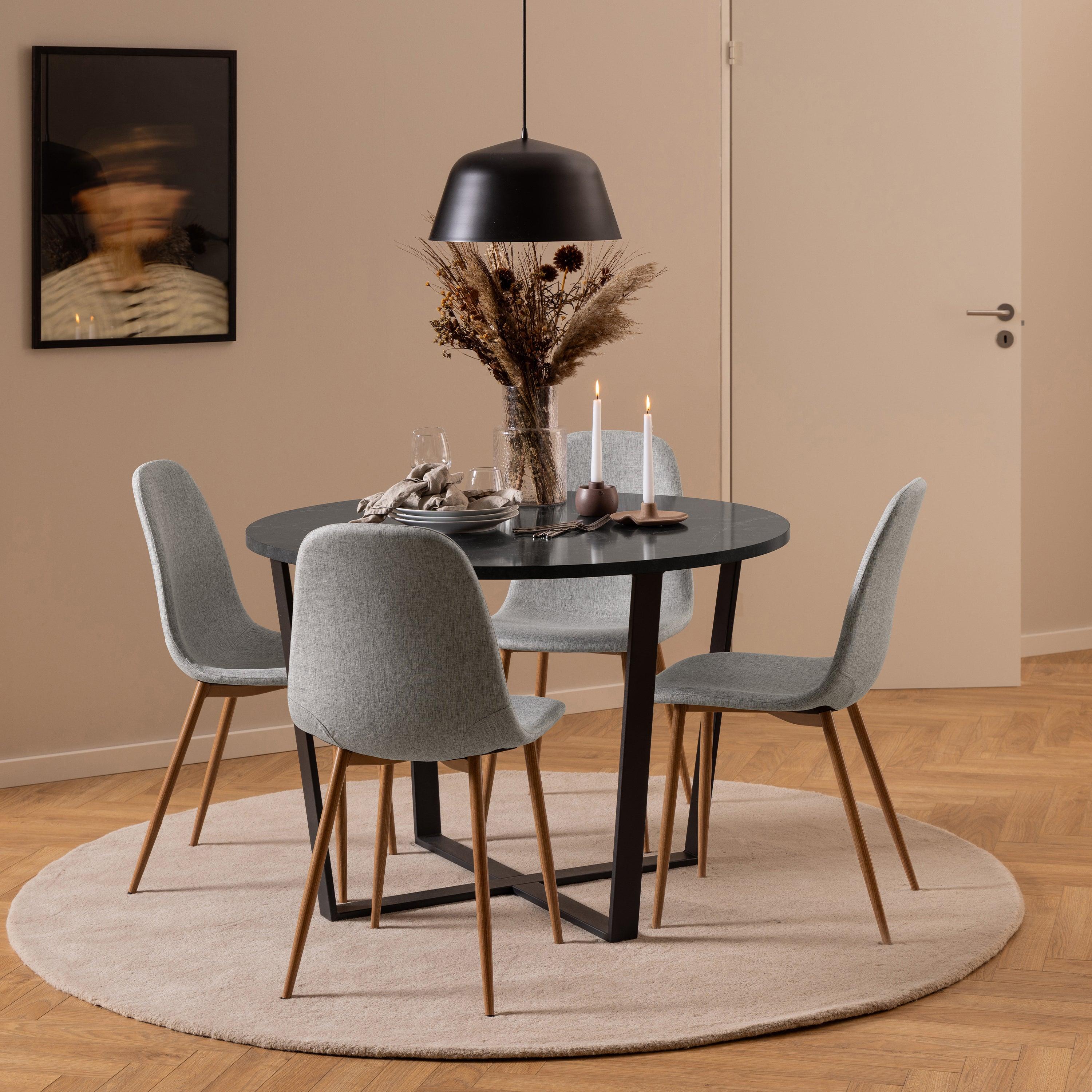 Amani Round Dining Table with Marble Effect Top - YANDZ HOME