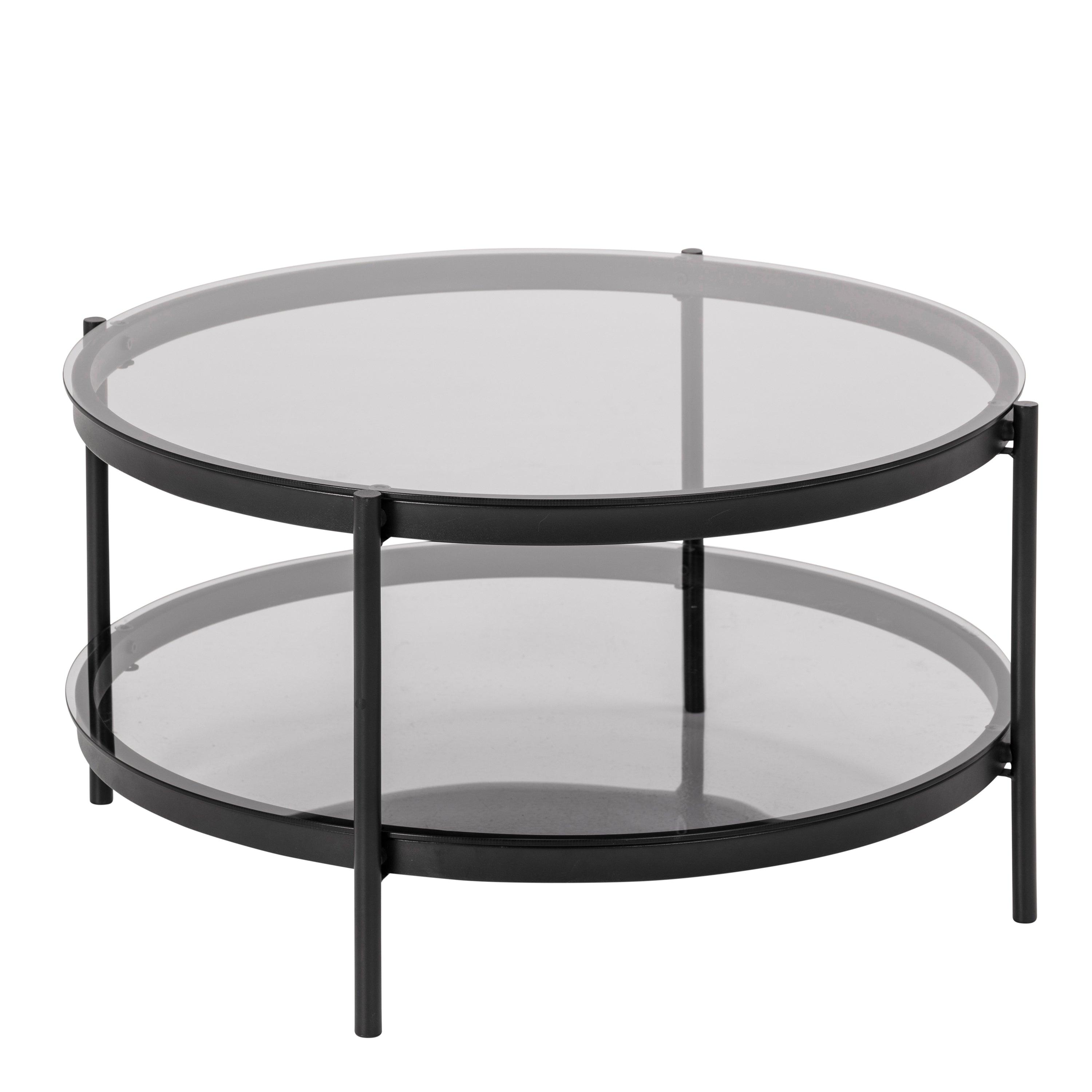 Victoria Round Coffee Table with Smoked Glass Top - YANDZ HOME