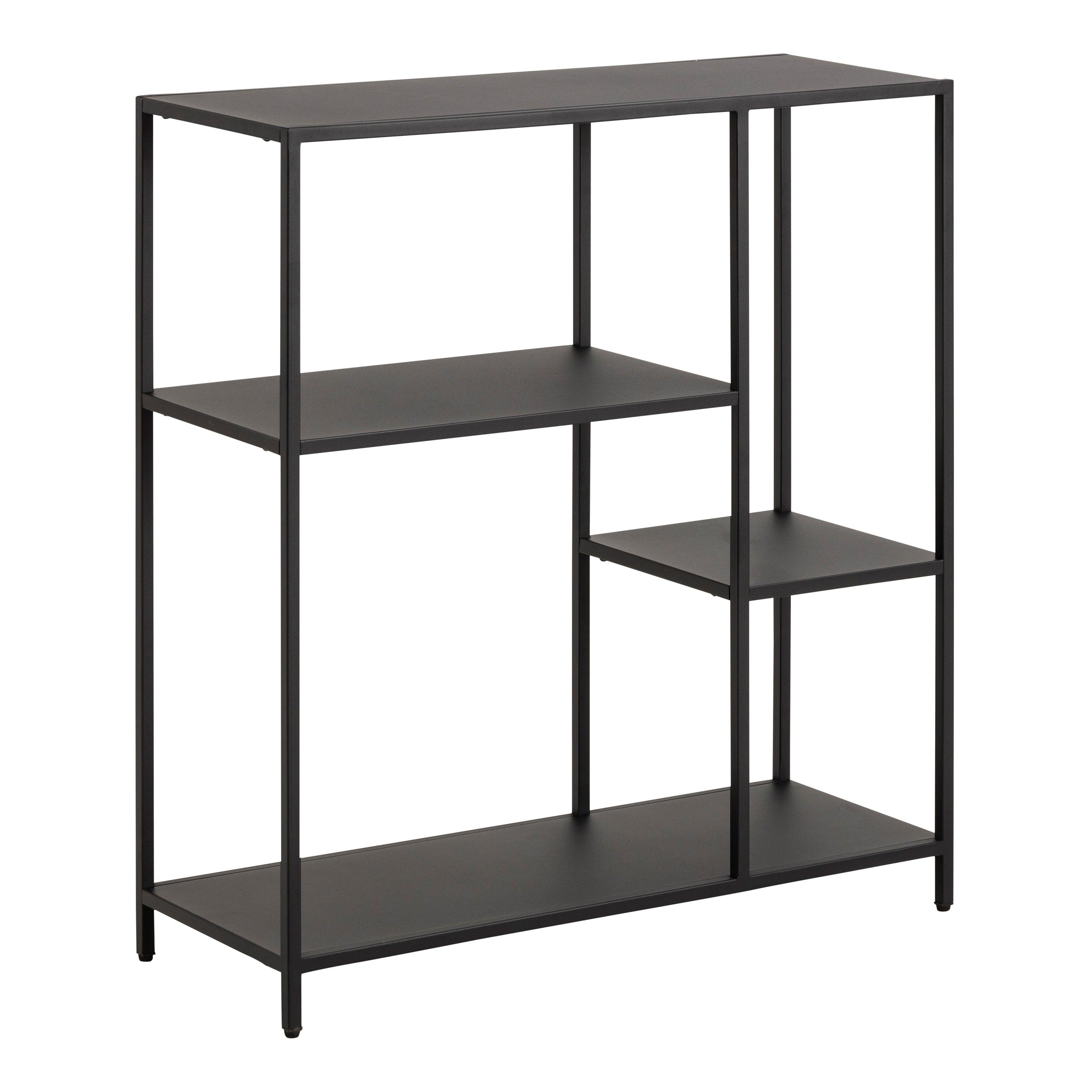 Sophia Asymmetrical Bookcase with 3 Shelves in Matt Black - YANDZ HOME