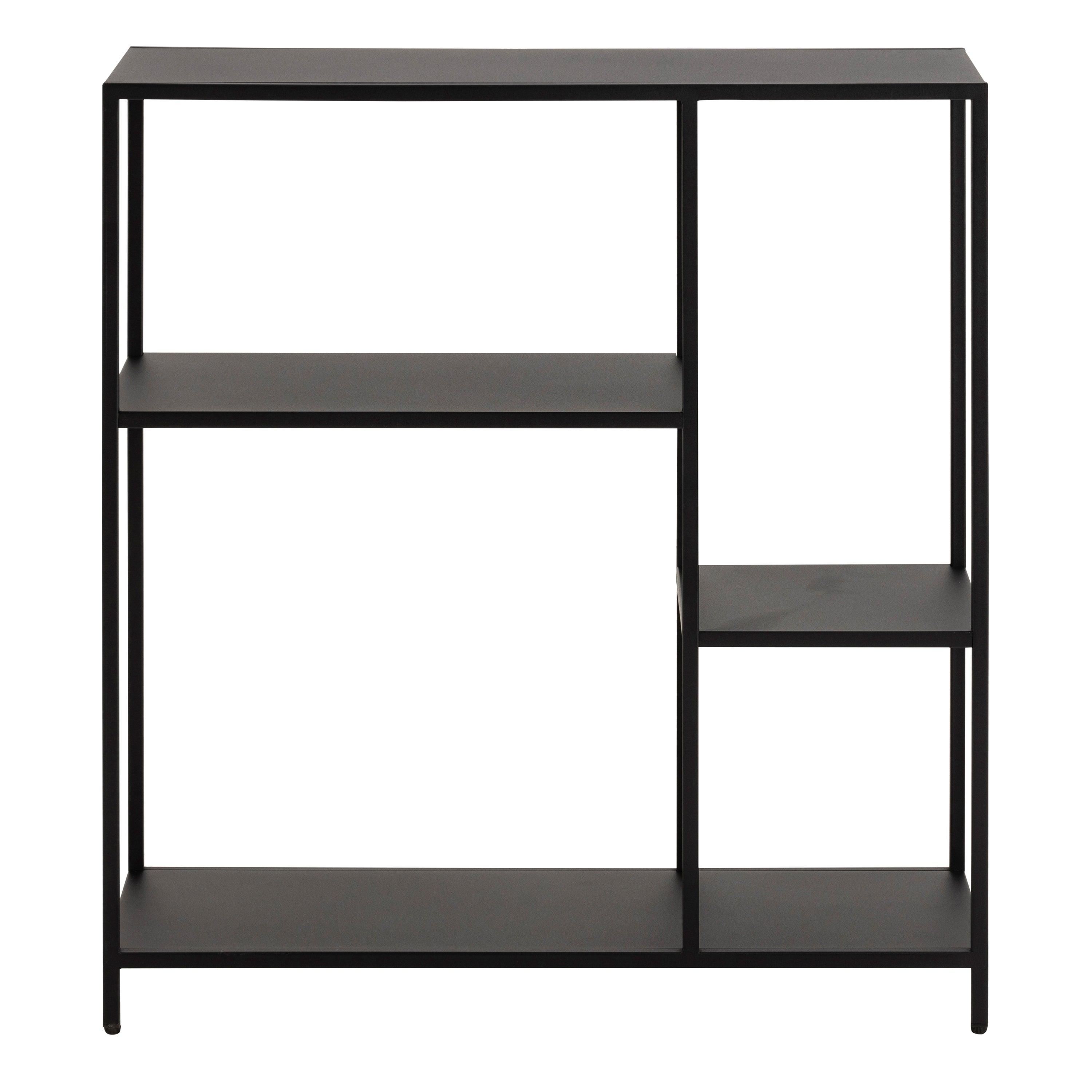 Sophia Asymmetrical Bookcase with 3 Shelves in Matt Black - YANDZ HOME