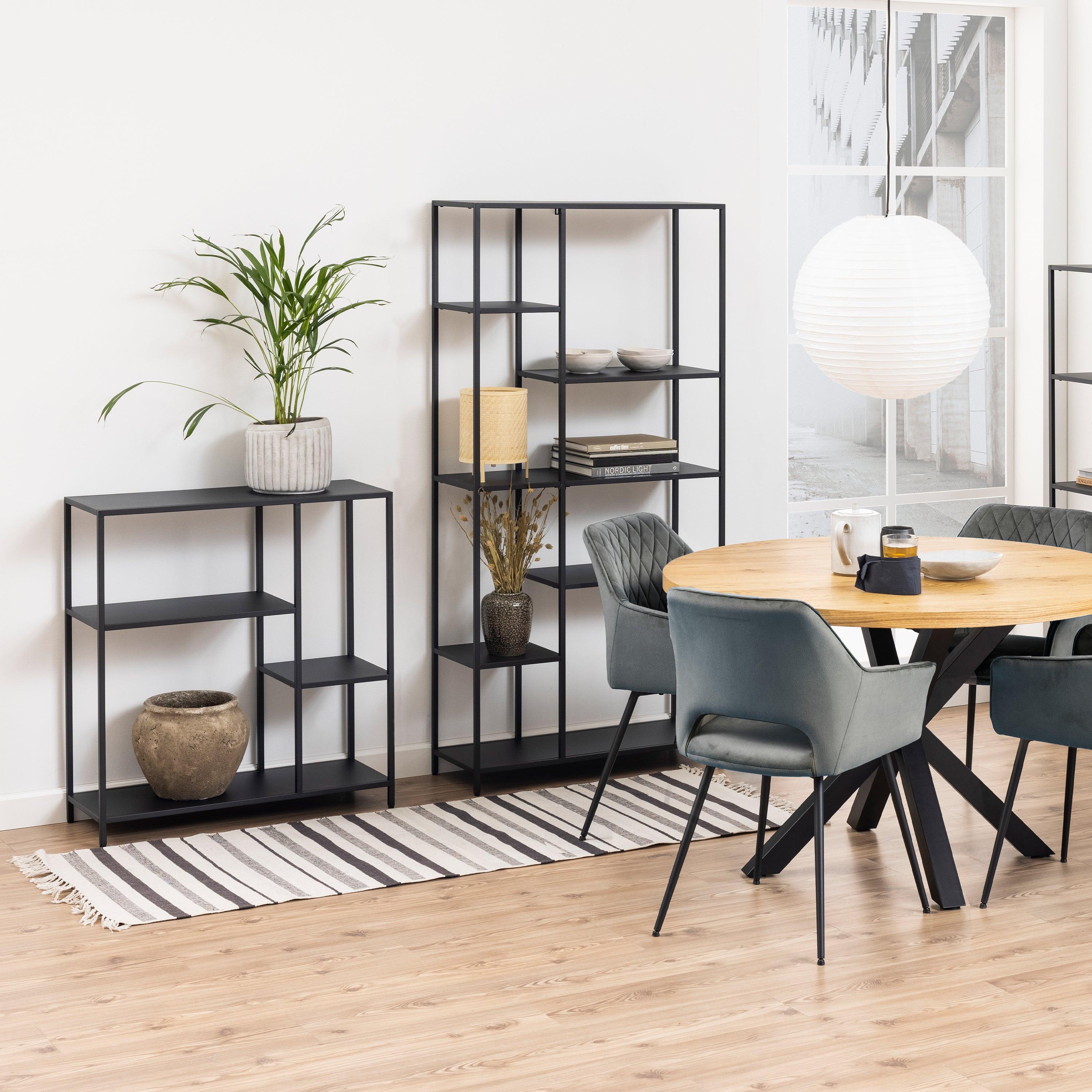 Sophia Asymmetrical Bookcase with 3 Shelves in Matt Black - YANDZ HOME