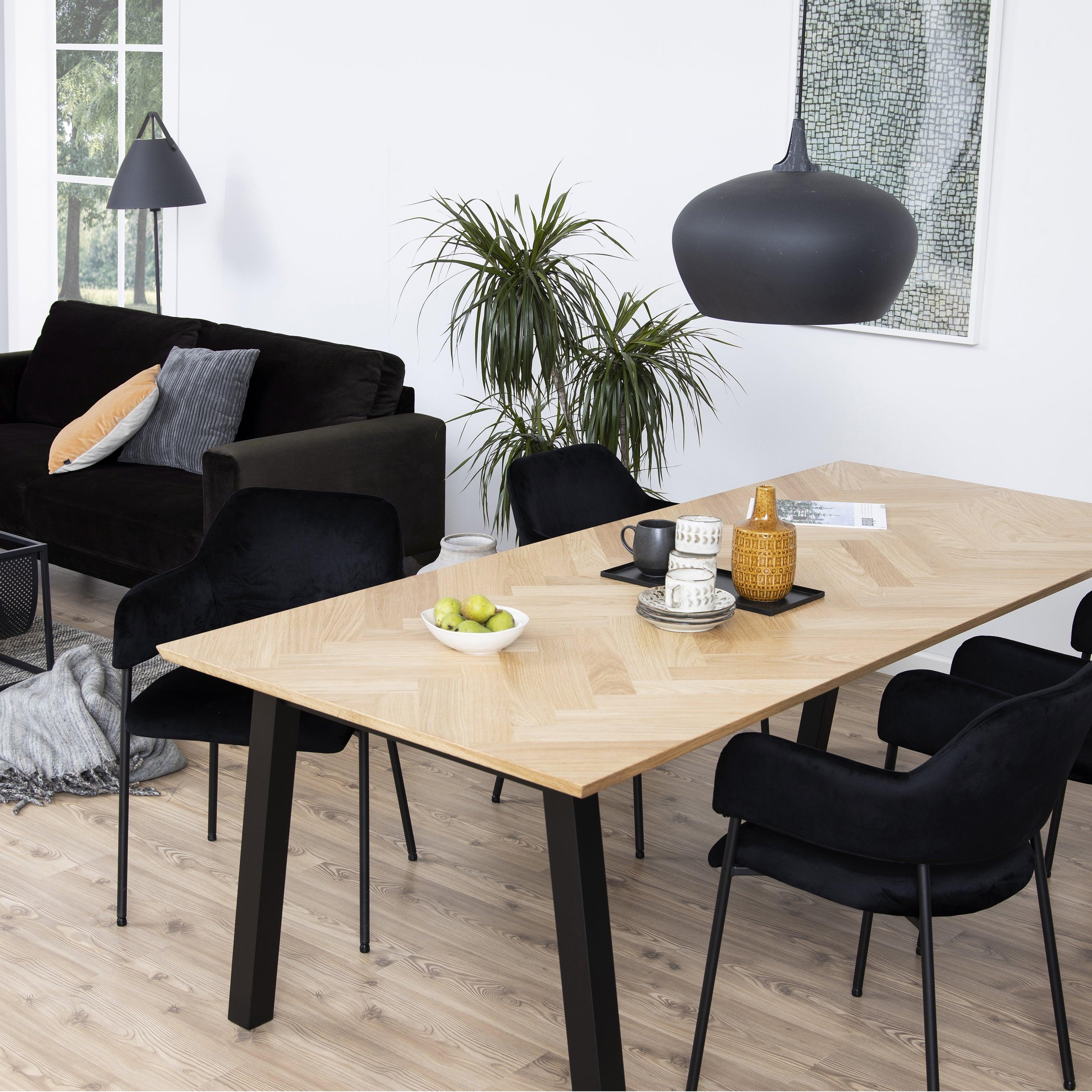 Savona Dining Table in Oak with Herringbone Effect - YANDZ HOME