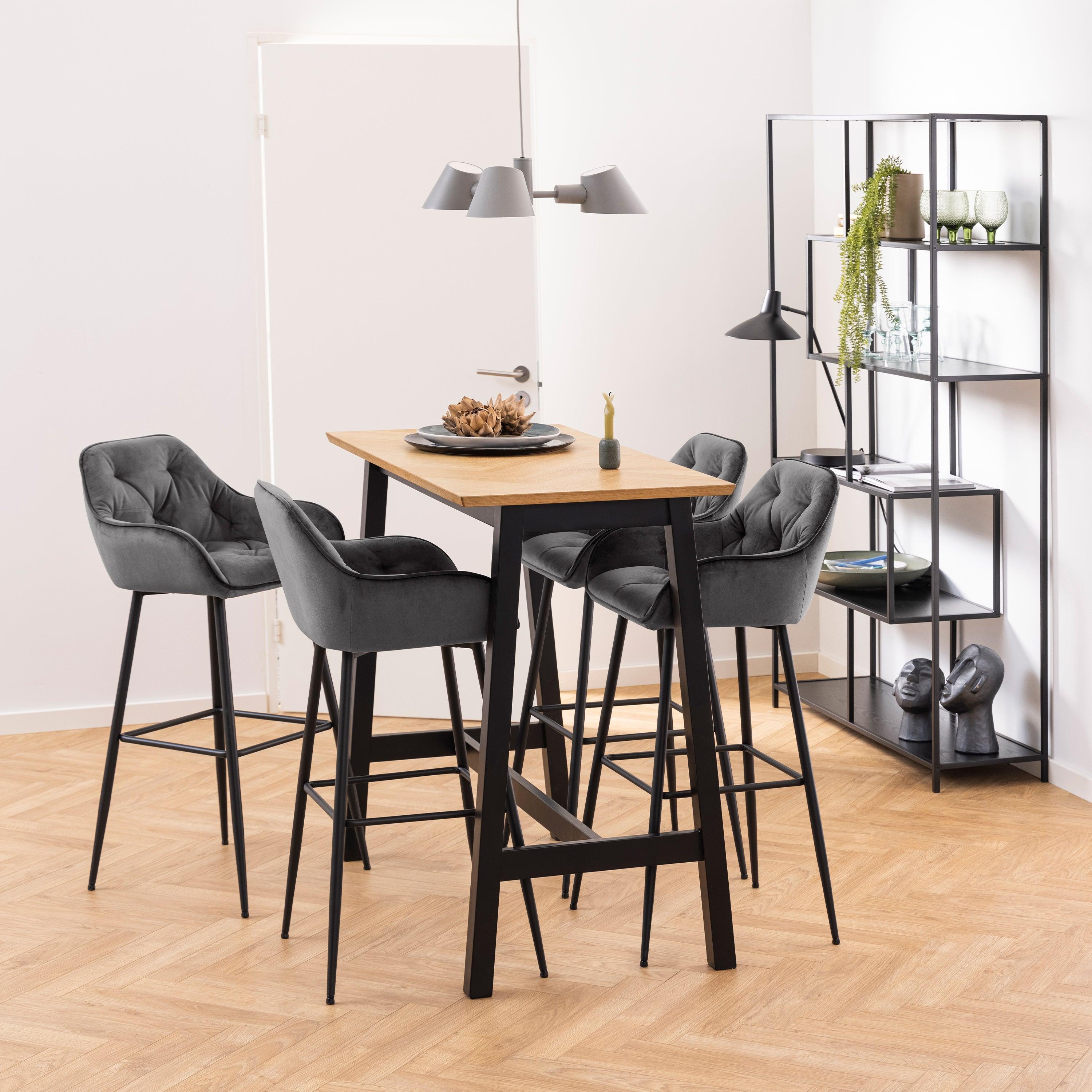 Kamila Large Asymmetrical Bookcase – Black Metal with 5 Shelves - YANDZ HOME