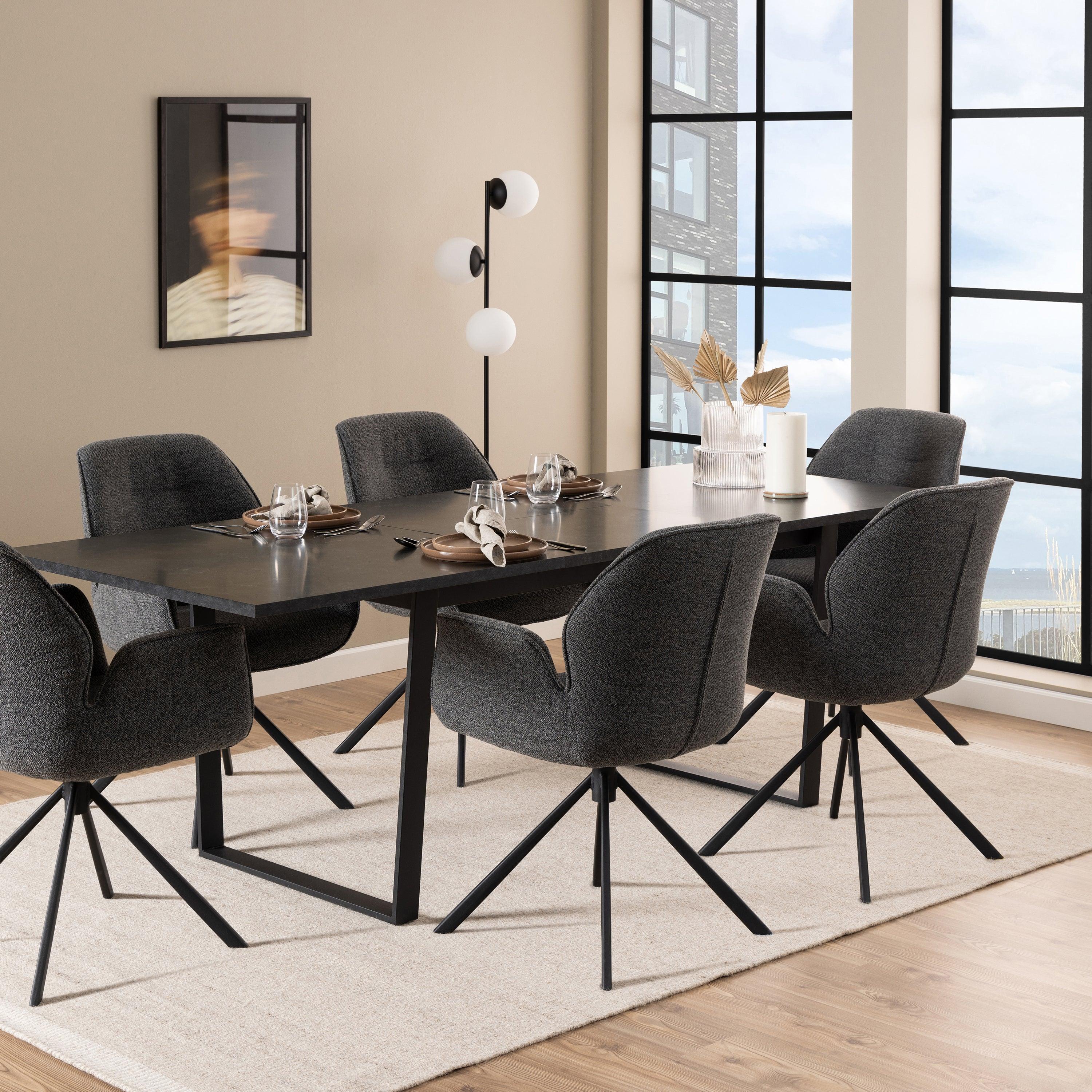 Amara Dining Table with Black Marble Effect Top and Black Legs - YANDZ HOME