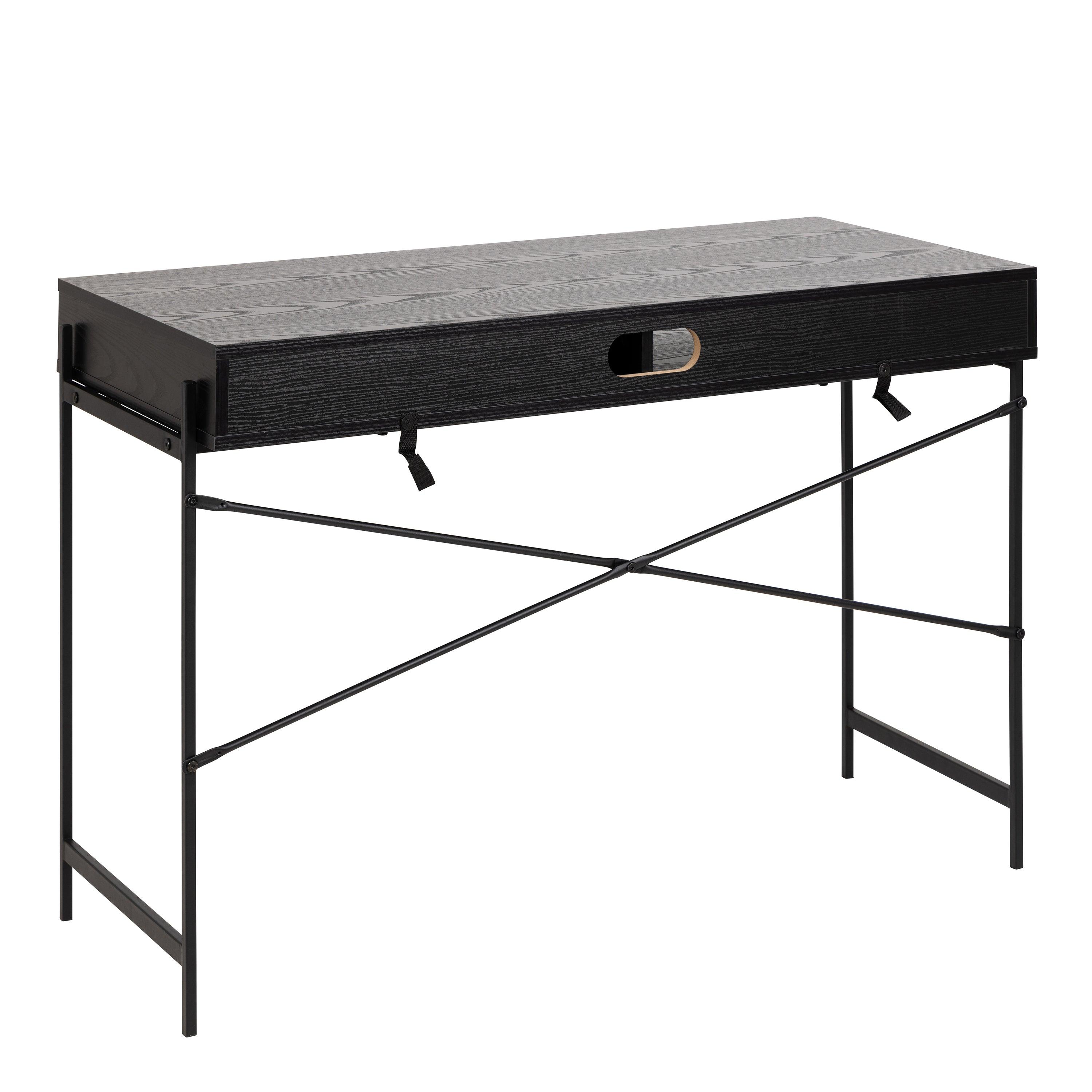 Ansel Office Desk with Sliding Door – Black Ash & Wild Oak Finishes - YANDZ HOME