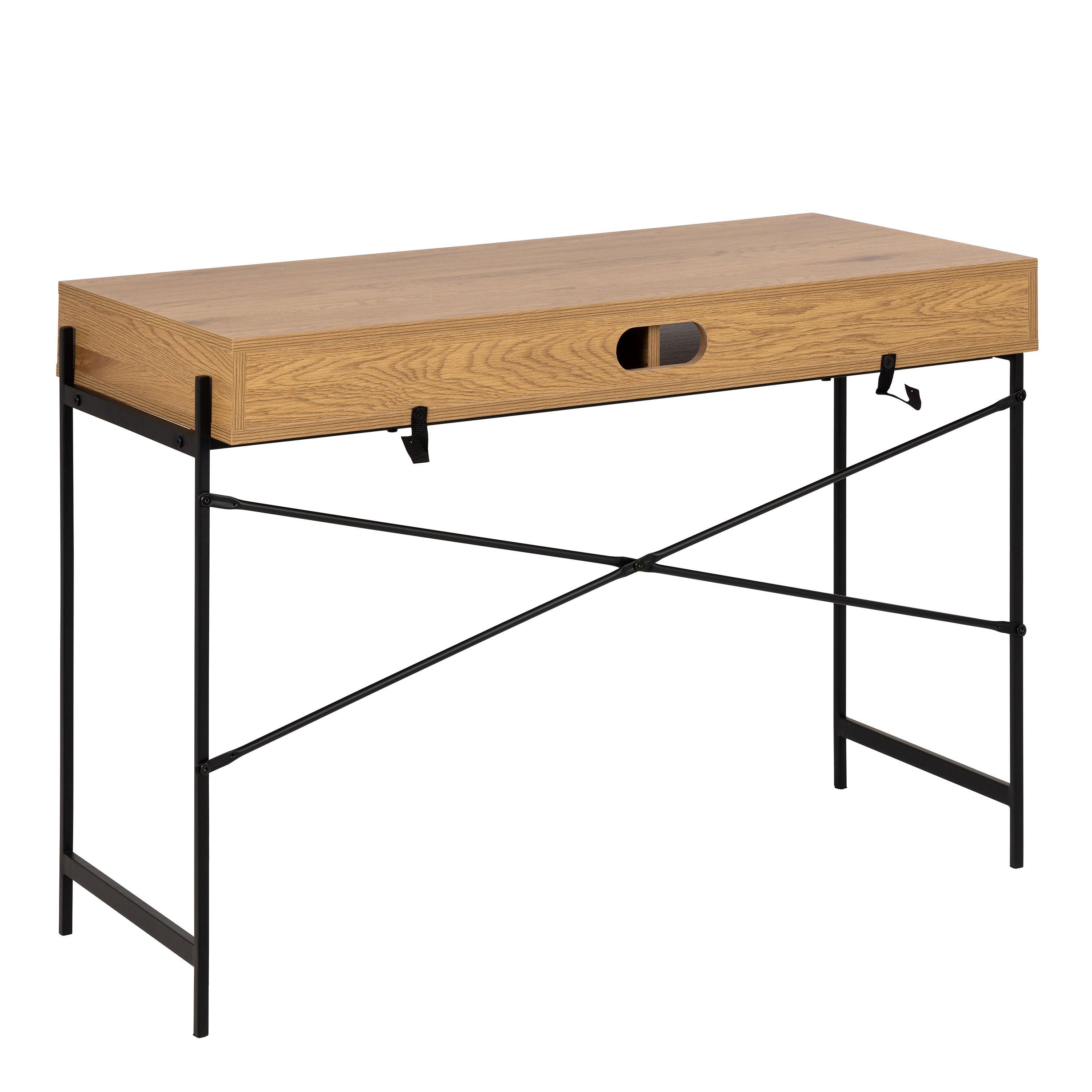 Ansel Office Desk with Sliding Door – Black Ash & Wild Oak Finishes - YANDZ HOME