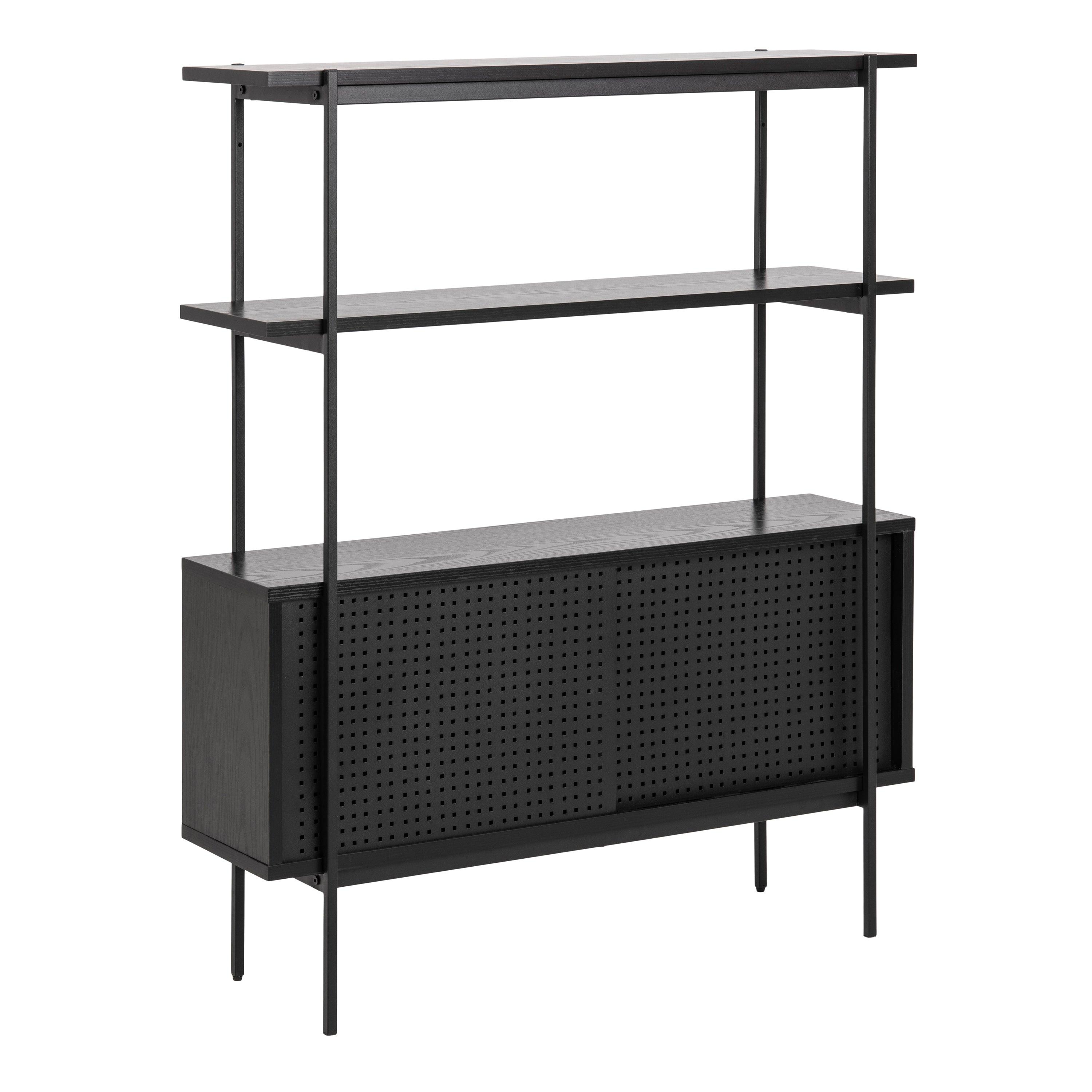 Ansel Small Bookcase with 2 Sliding Doors - YANDZ HOME