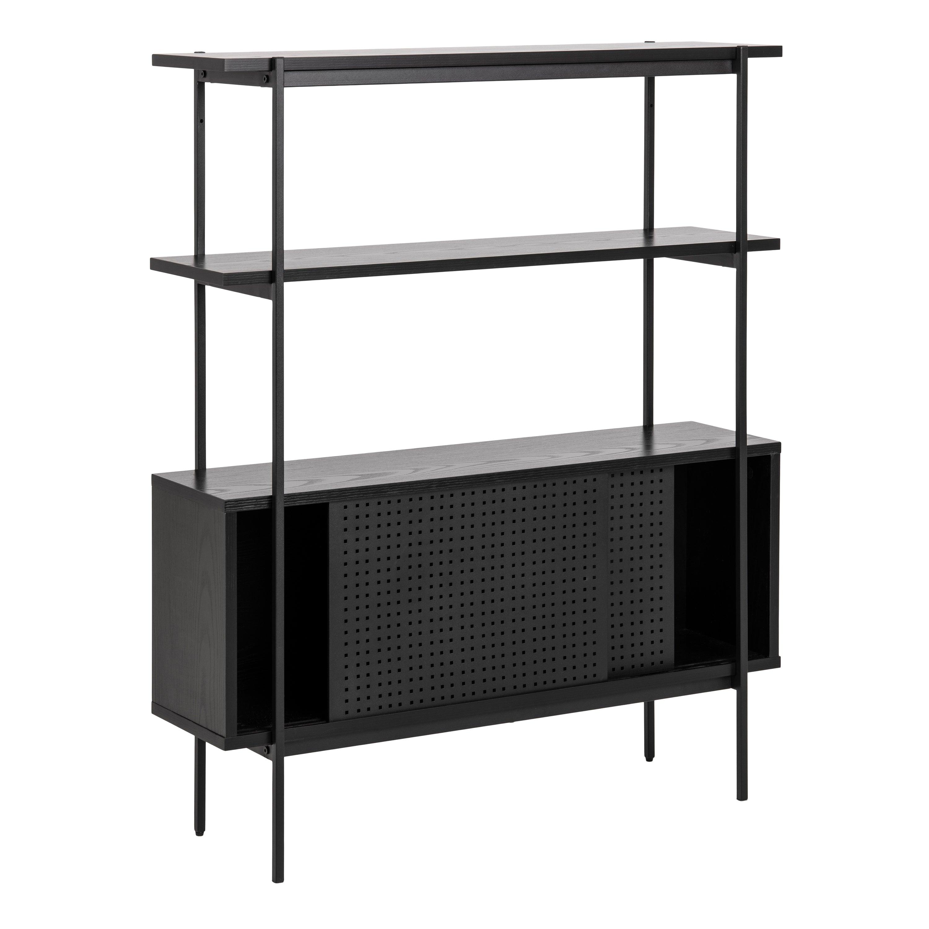 Ansel Small Bookcase with 2 Sliding Doors - YANDZ HOME