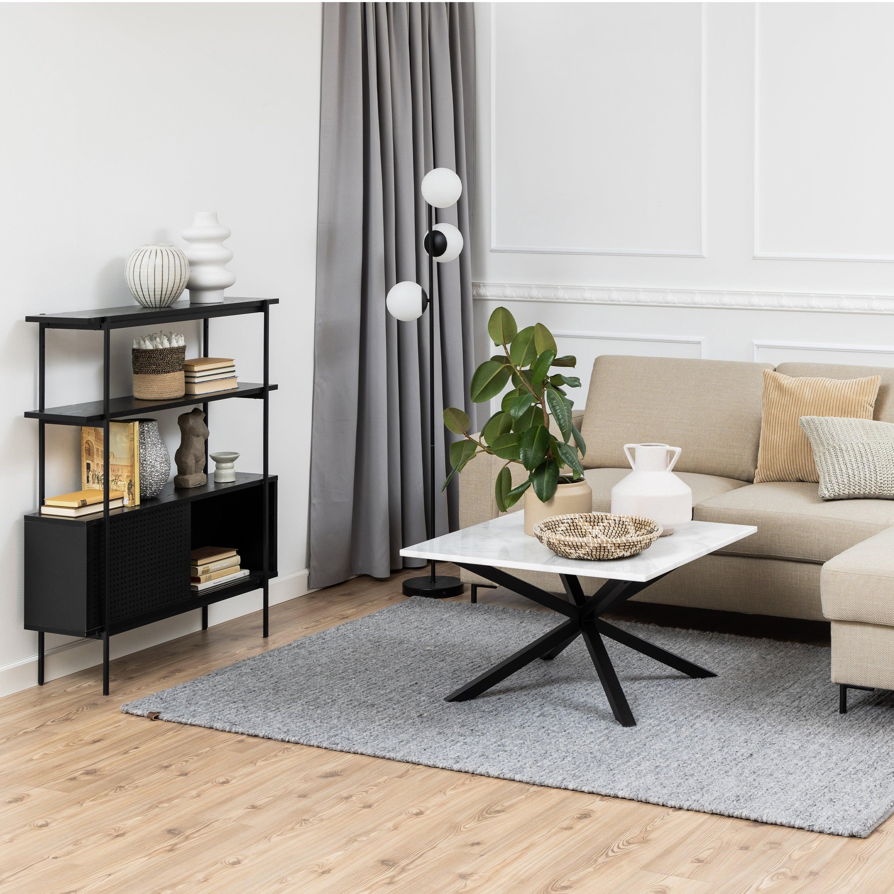 Ansel Small Bookcase with 2 Sliding Doors - YANDZ HOME