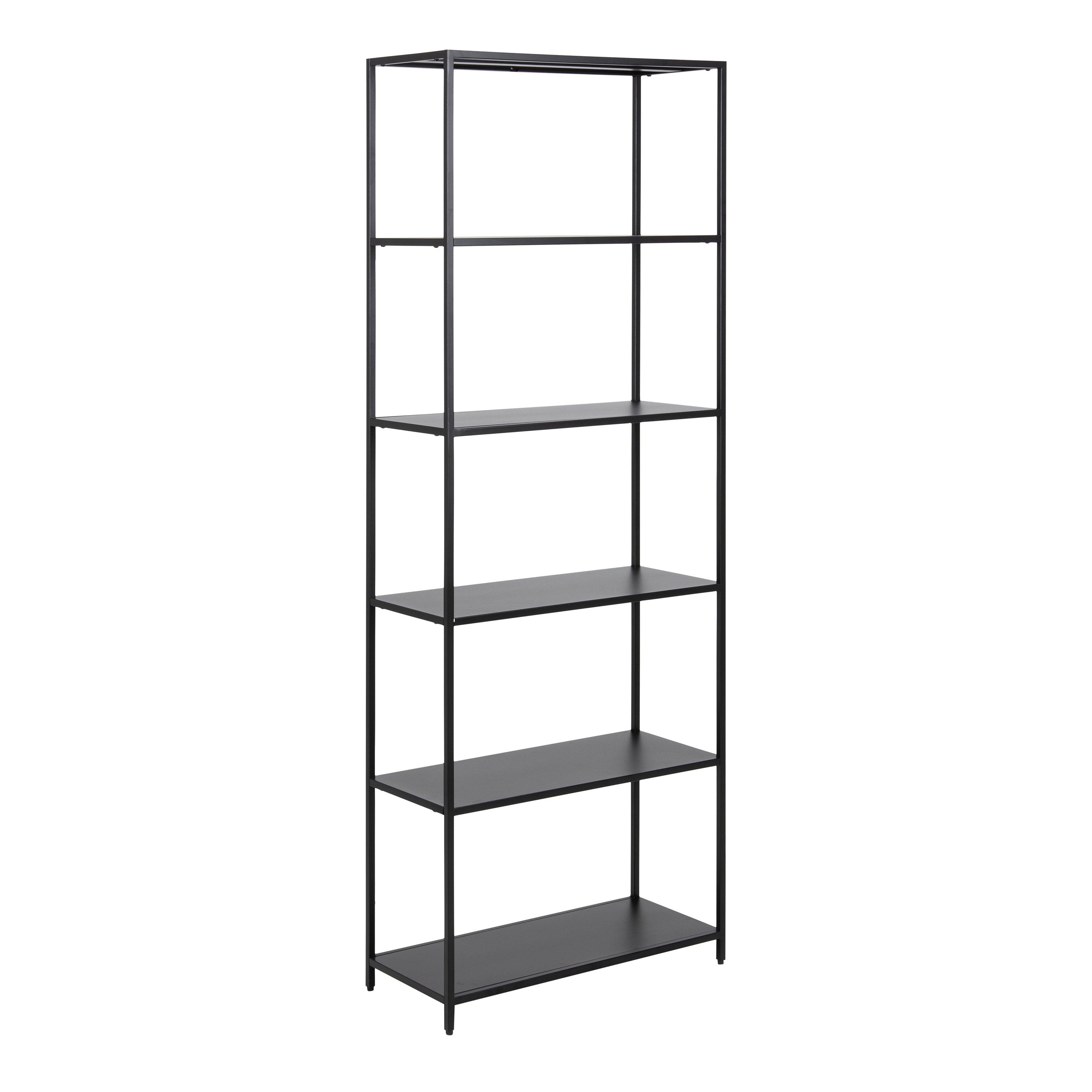 Sophia Tall Bookcase with 5 Shelves in Matt Black - YANDZ HOME