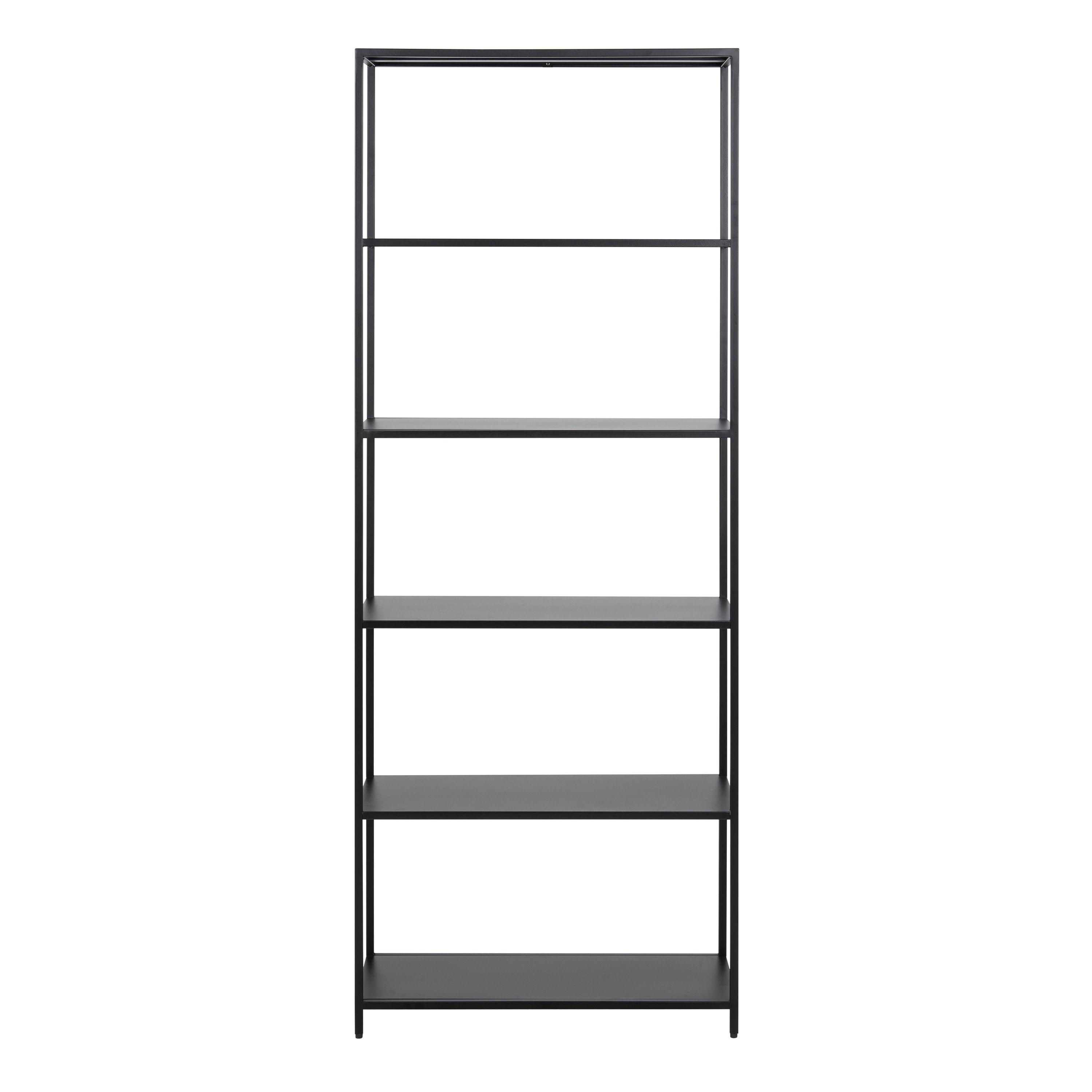 Sophia Tall Bookcase with 5 Shelves in Matt Black - YANDZ HOME