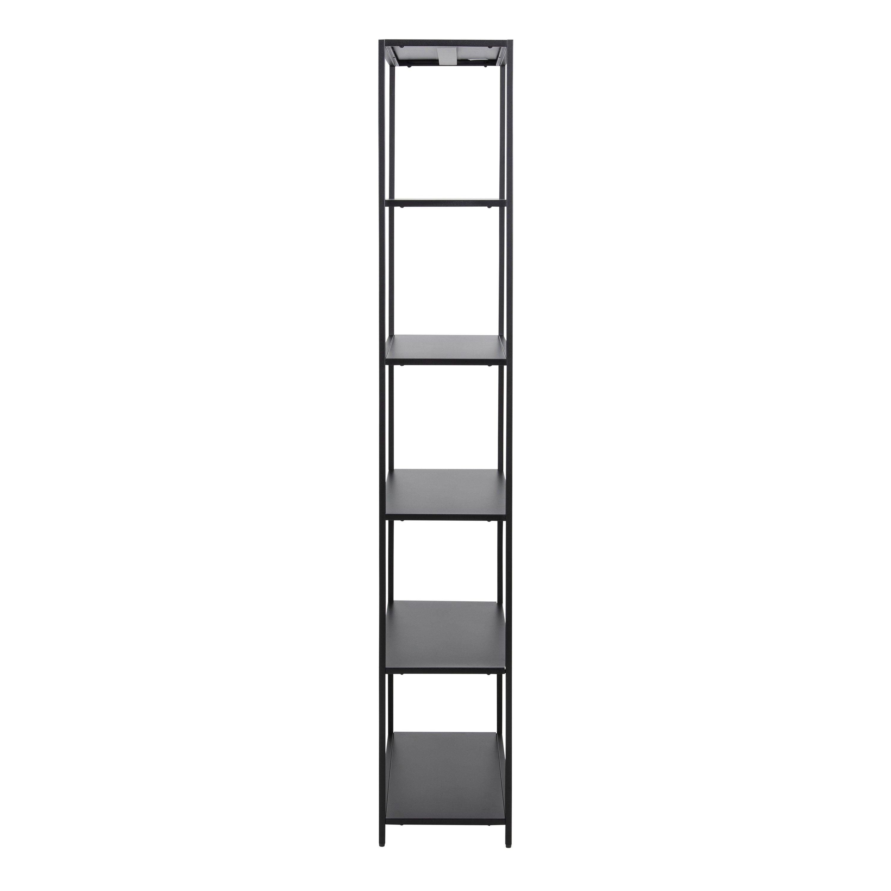 Sophia Tall Bookcase with 5 Shelves in Matt Black - YANDZ HOME