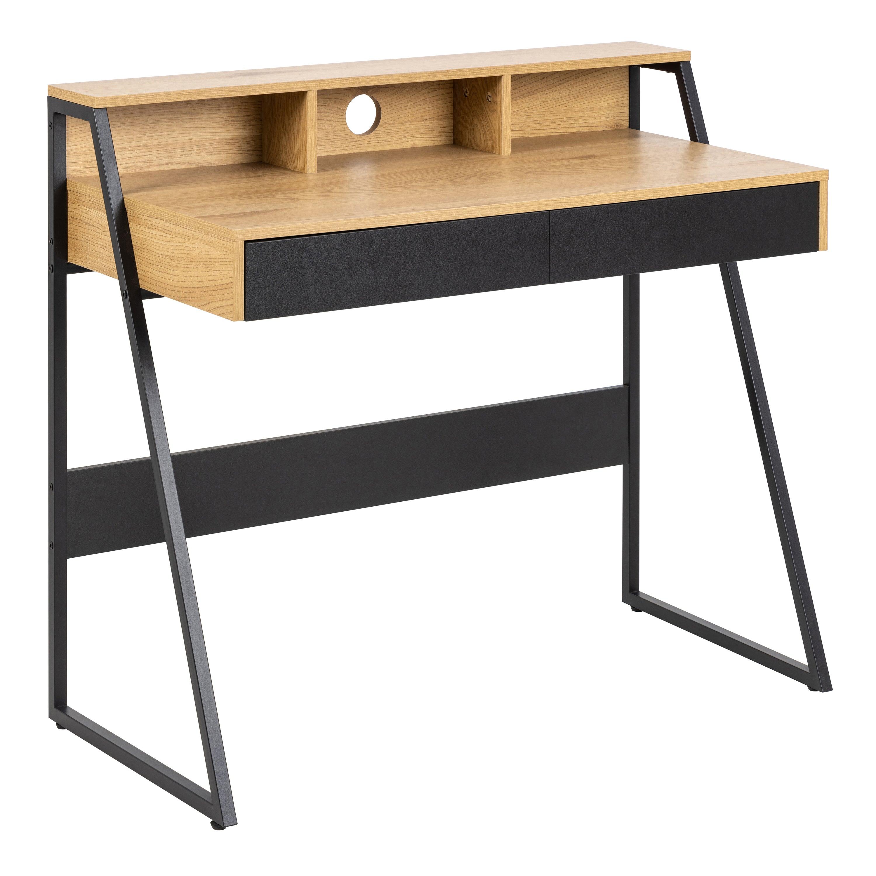 Camden 1-Drawer Office Desk in Oak & Black - YANDZ HOME