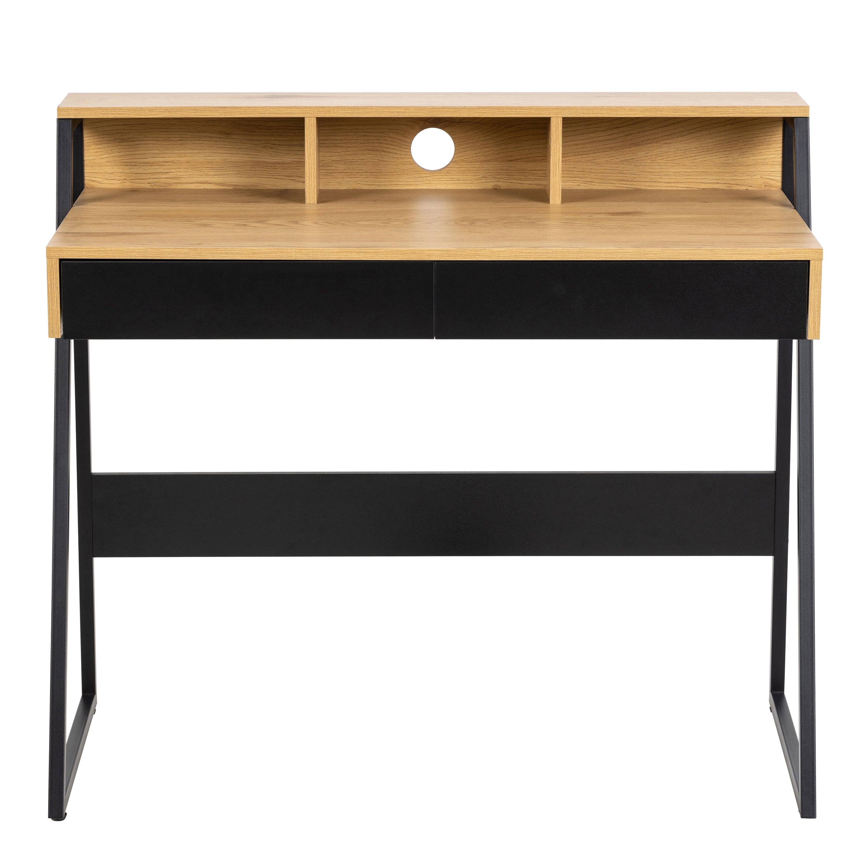 Camden 1-Drawer Office Desk in Oak & Black - YANDZ HOME