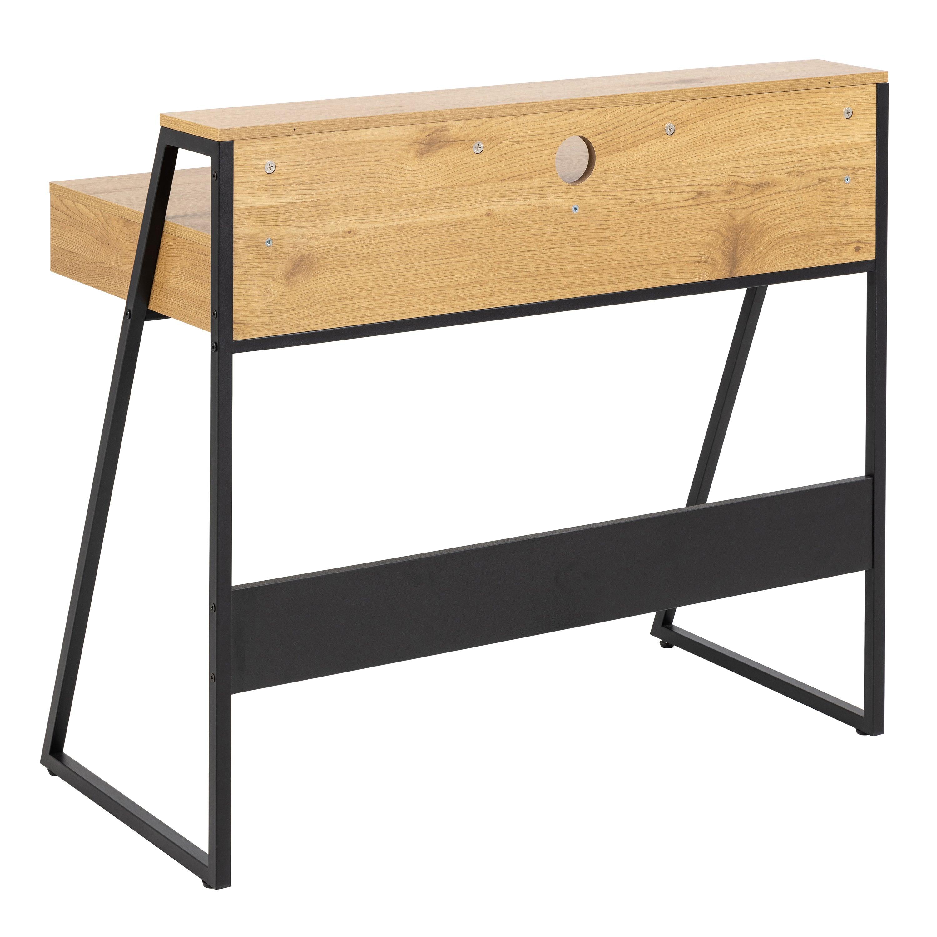 Camden 1-Drawer Office Desk in Oak & Black - YANDZ HOME