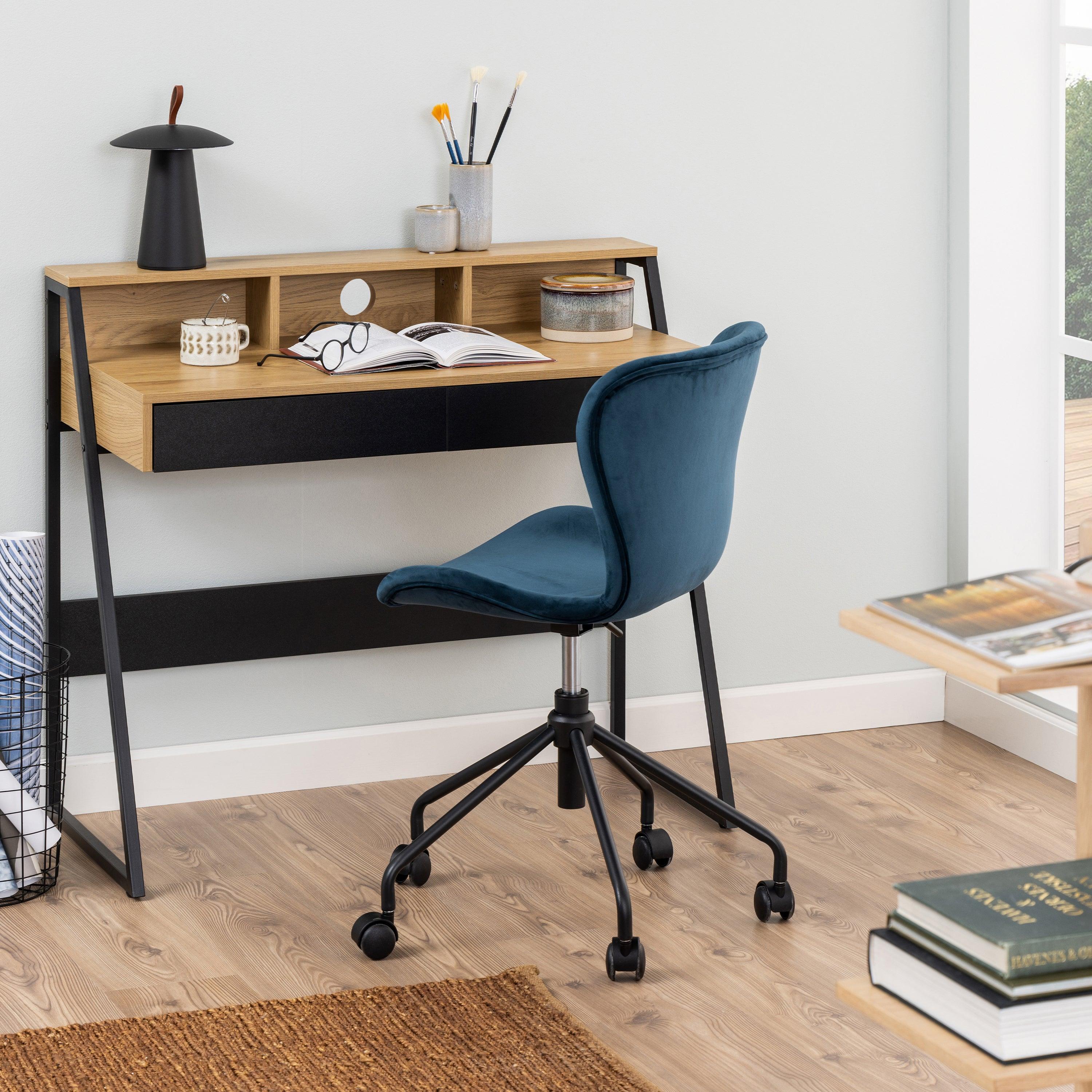Camden 1-Drawer Office Desk in Oak & Black - YANDZ HOME