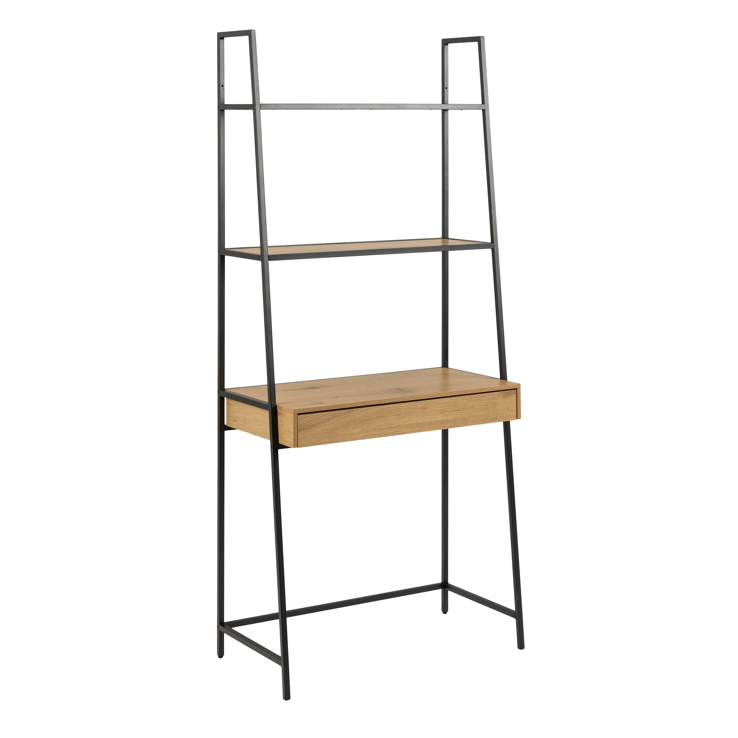 Selina Bookcase with 1 Drawer – Black Metal & Oak - YANDZ HOME