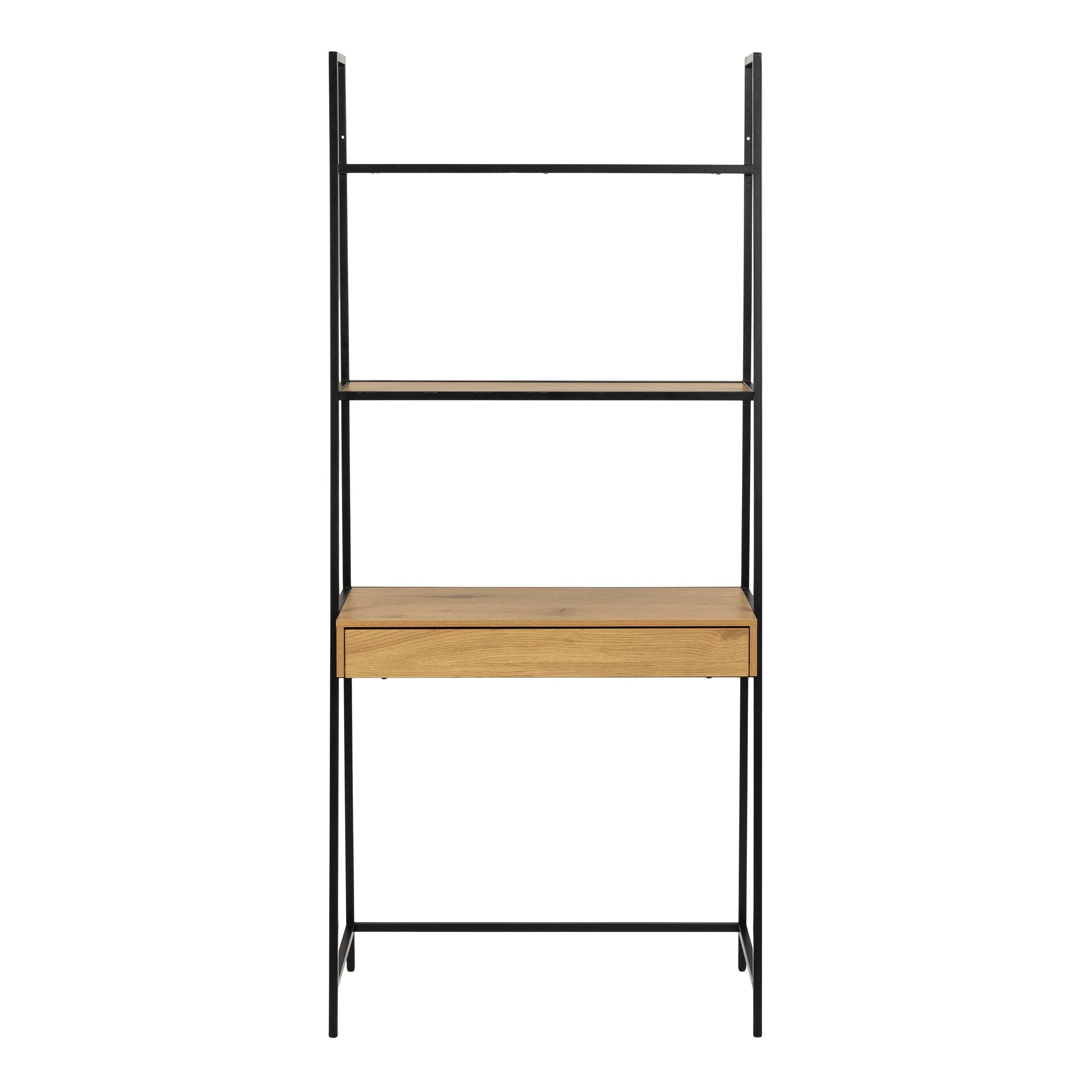 Selina Bookcase with 1 Drawer – Black Metal & Oak - YANDZ HOME