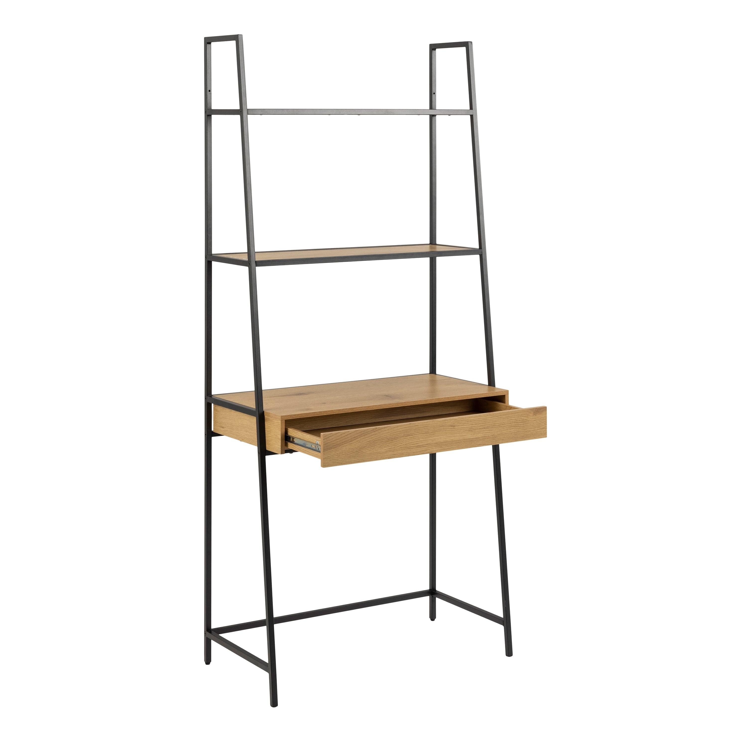 Selina Bookcase with 1 Drawer – Black Metal & Oak - YANDZ HOME