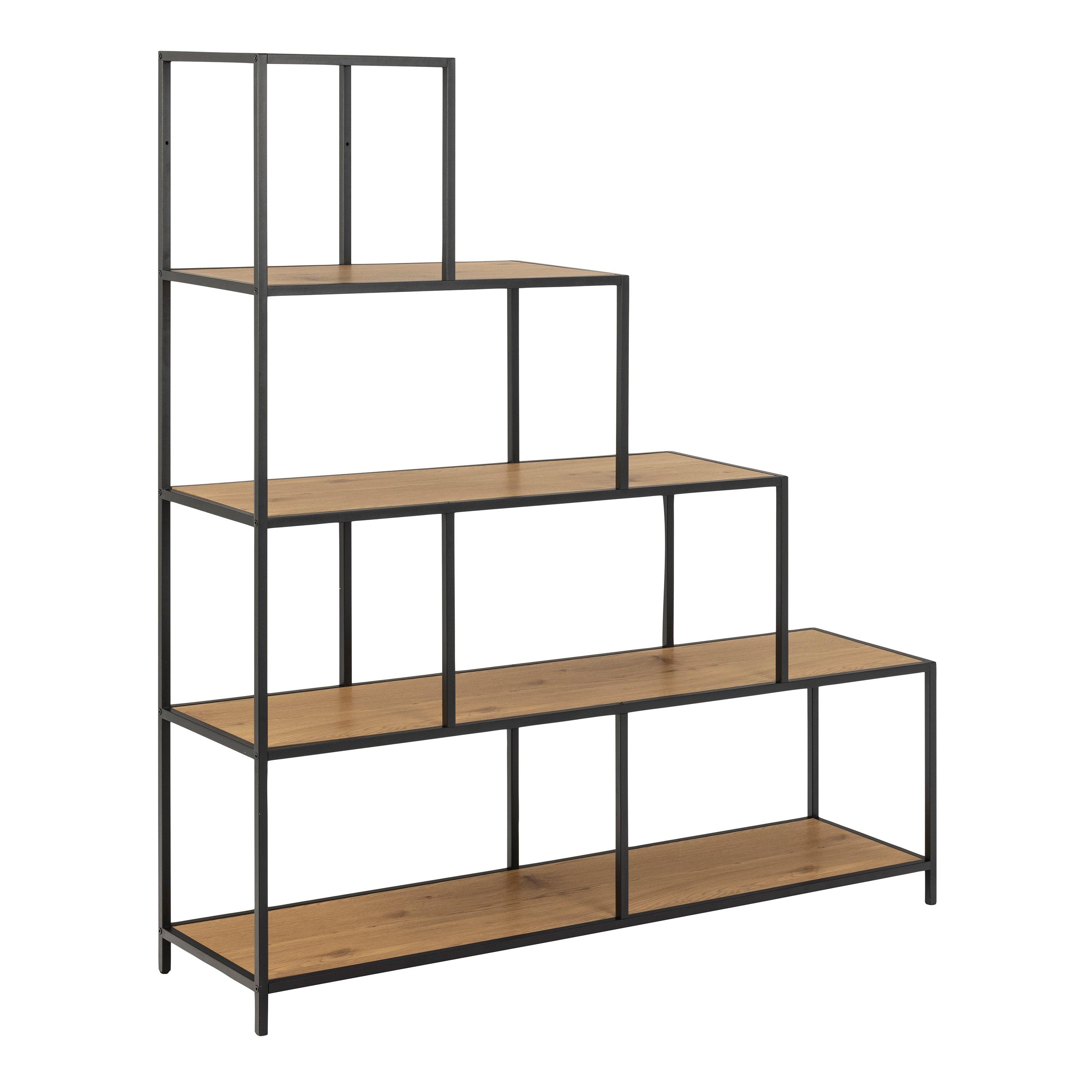 Celeste Bookcase with 4 Shelves – Black Metal & Wild Oak - YANDZ HOME