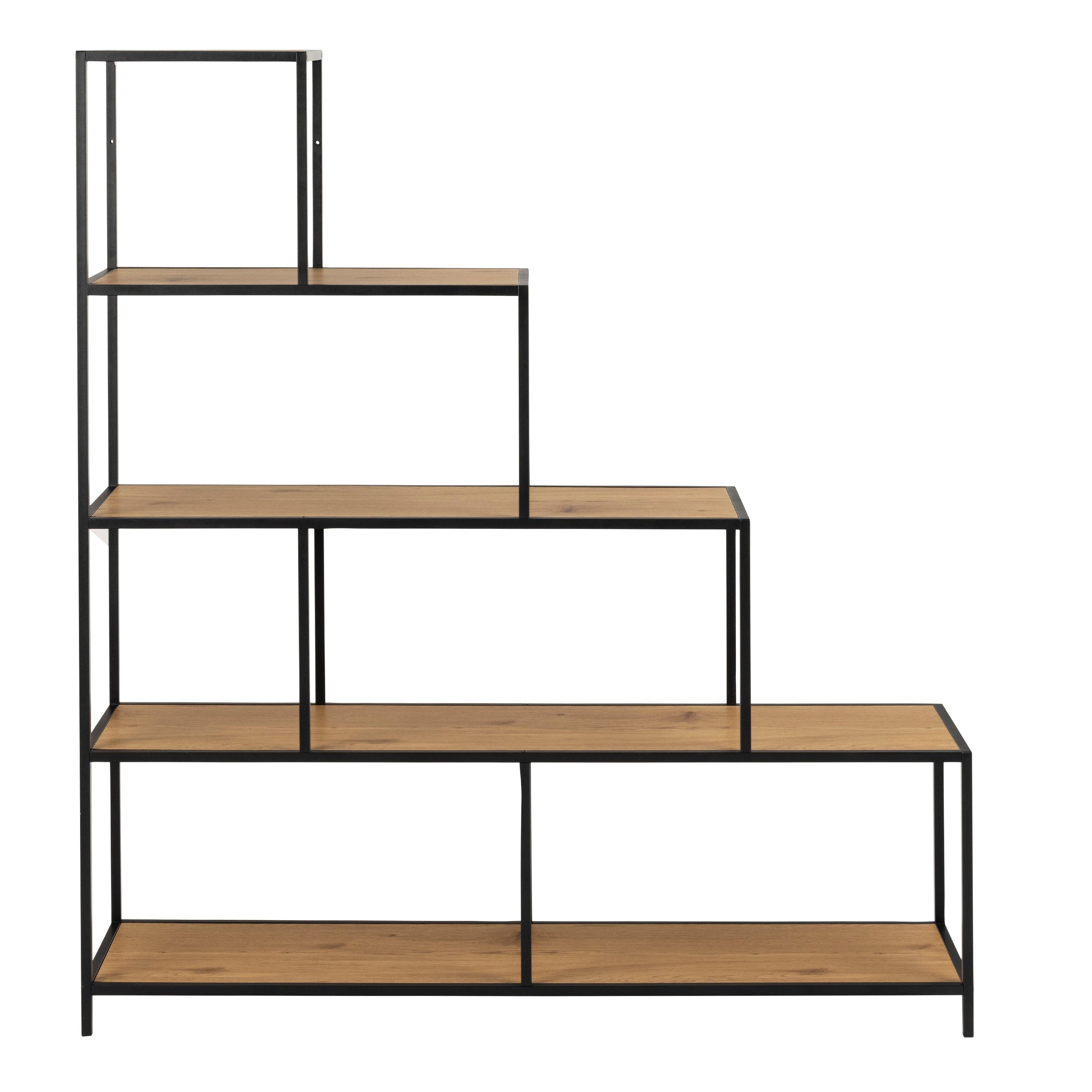 Celeste Bookcase with 4 Shelves – Black Metal & Wild Oak - YANDZ HOME