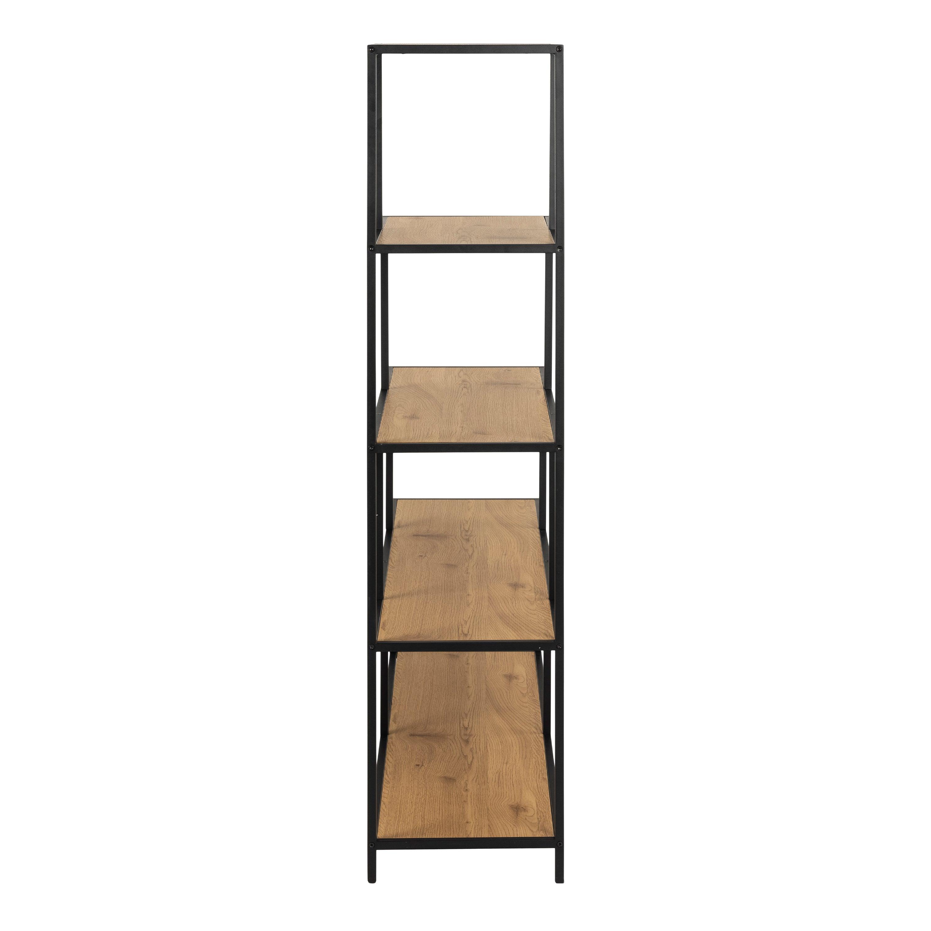Celeste Bookcase with 4 Shelves – Black Metal & Wild Oak - YANDZ HOME