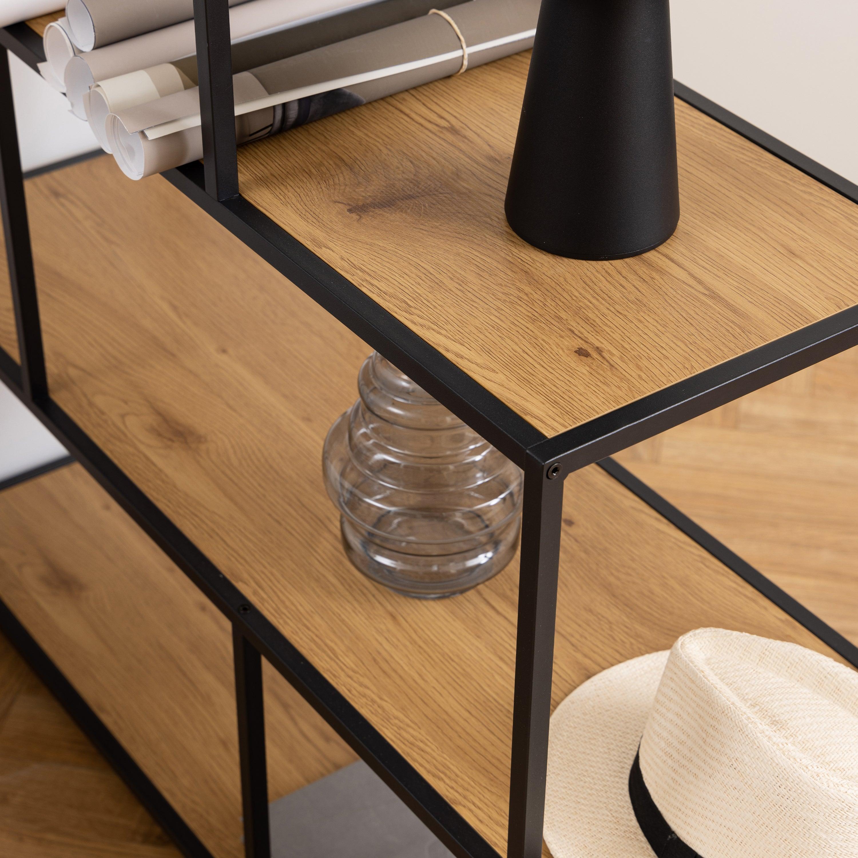 Celeste Bookcase with 4 Shelves – Black Metal & Wild Oak - YANDZ HOME