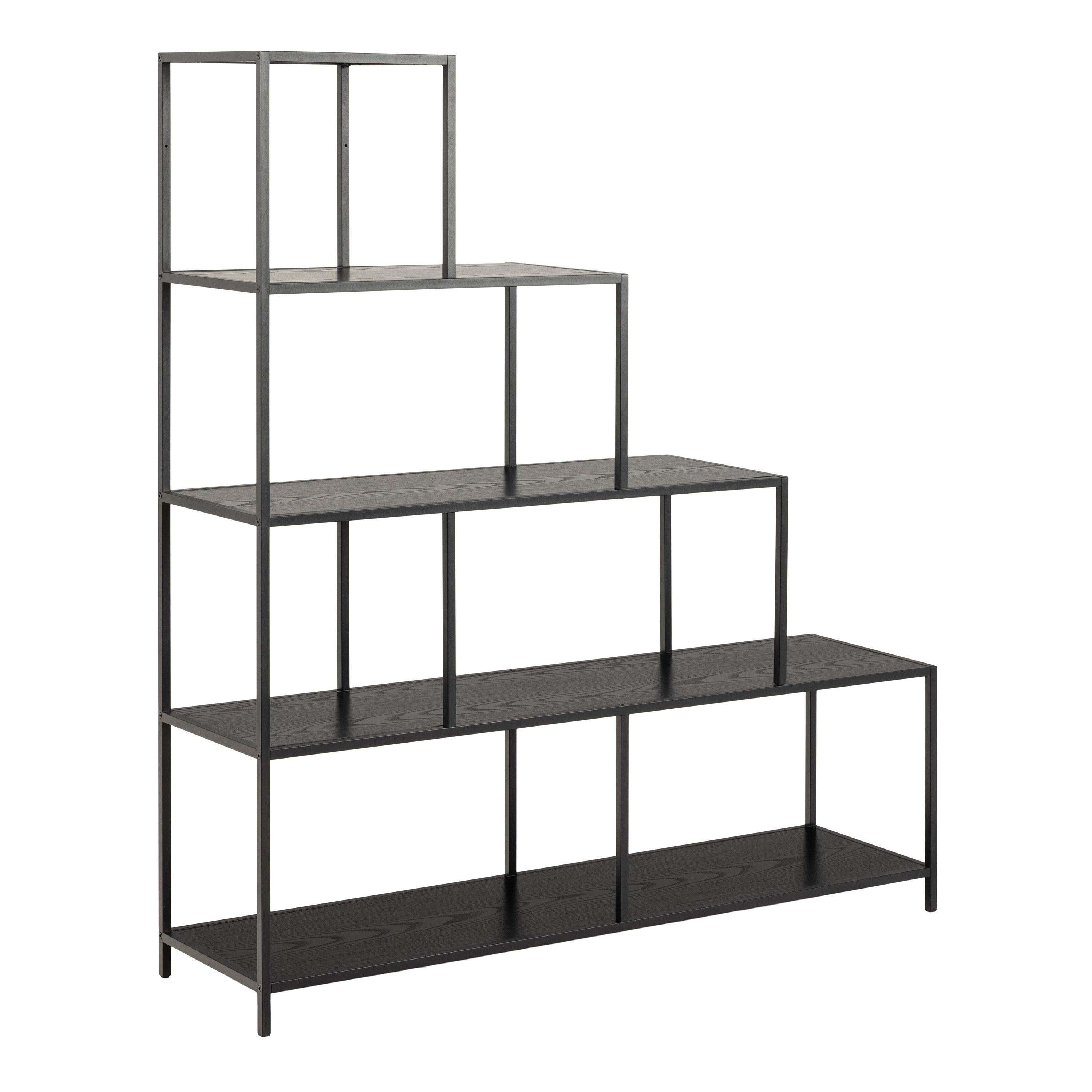 Celeste Bookcase with 4 Shelves – Black Metal & Wild Oak - YANDZ HOME