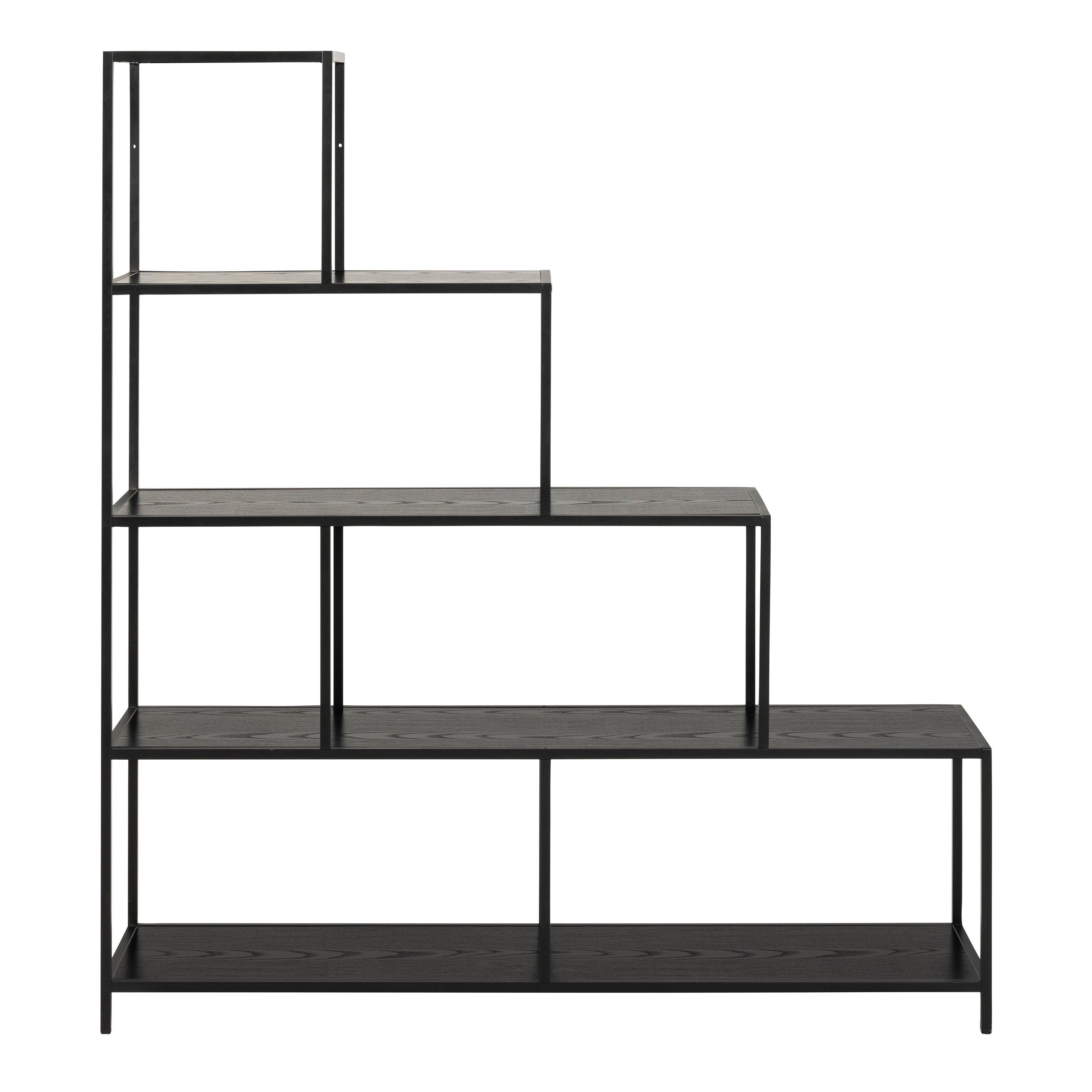 Celeste Bookcase with 4 Shelves – Black Metal & Wild Oak - YANDZ HOME