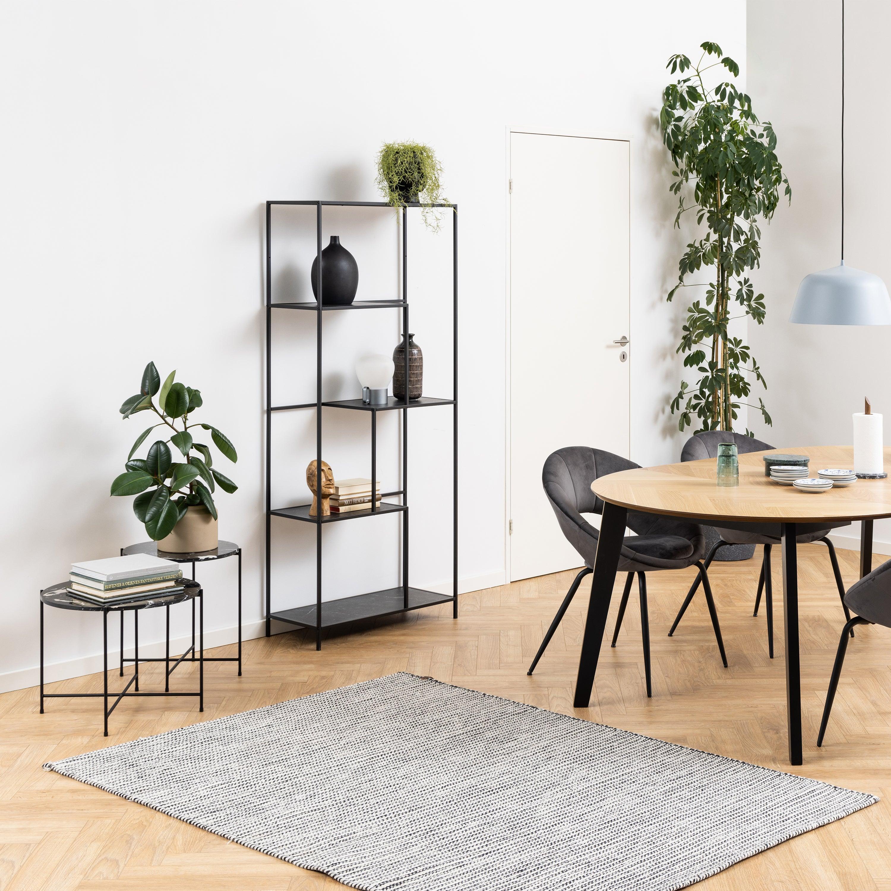 Serena Bookcase with 4 Shelves in Black - YANDZ HOME