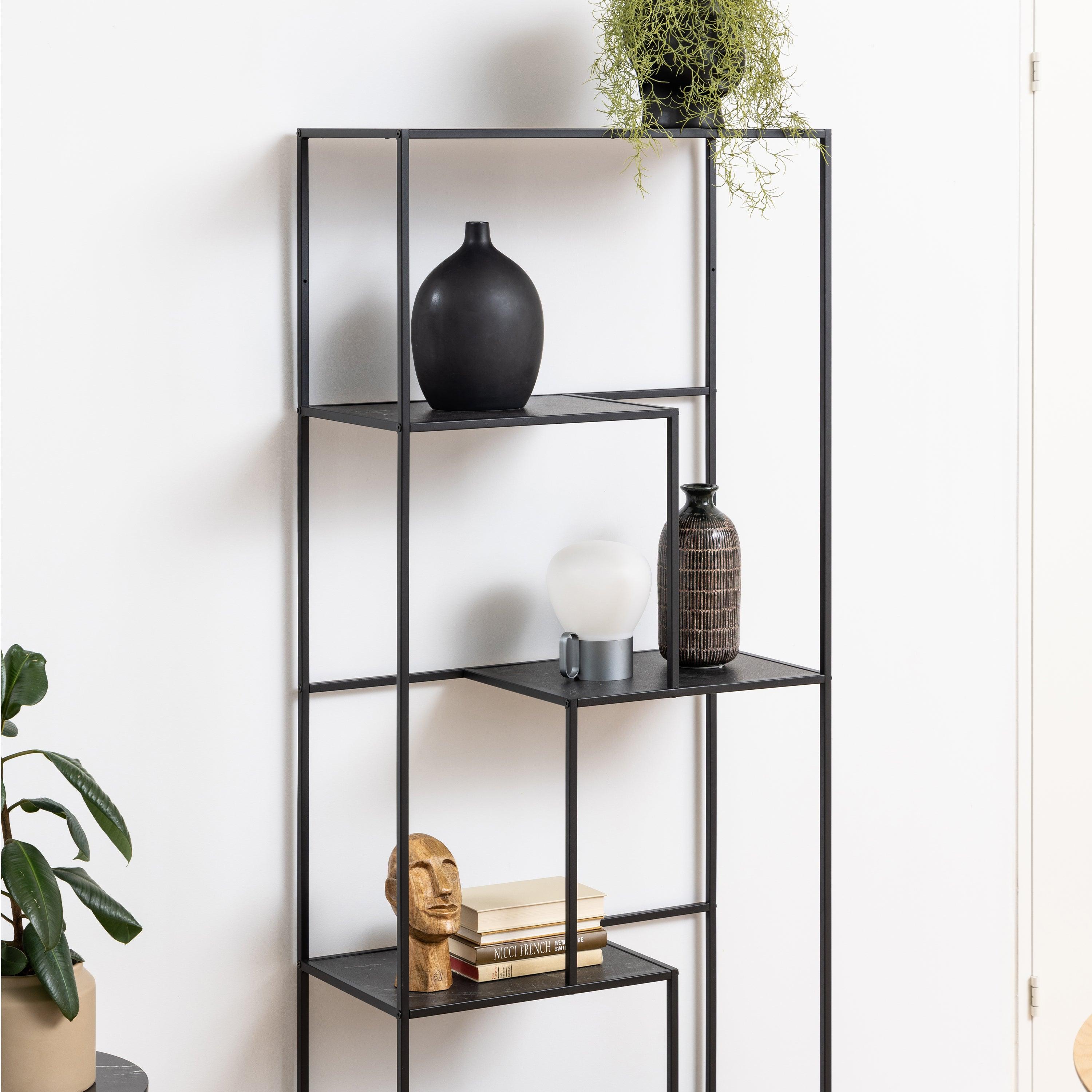 Serena Bookcase with 4 Shelves in Black - YANDZ HOME