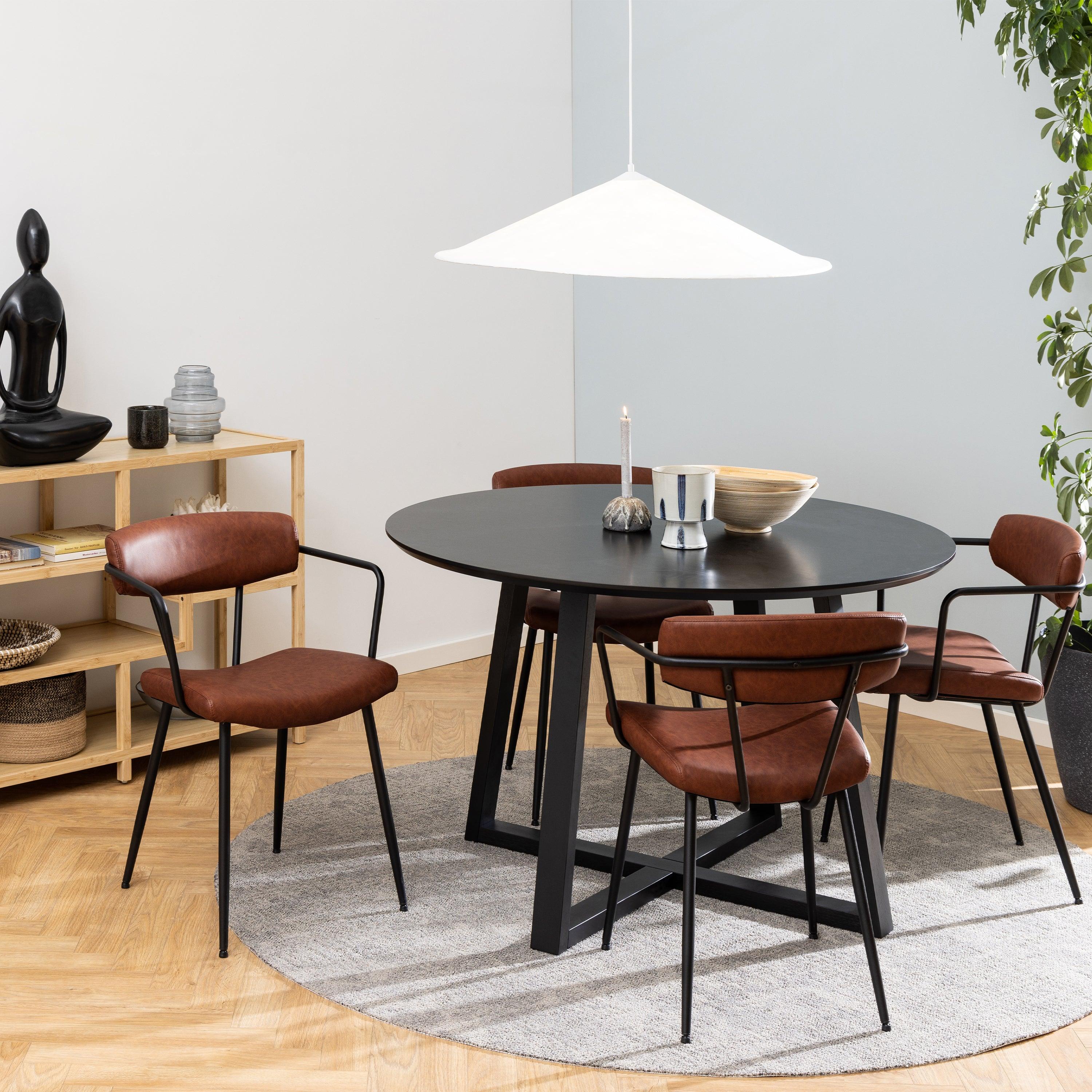 Fatma Round Dining Table in Black - YANDZ HOME