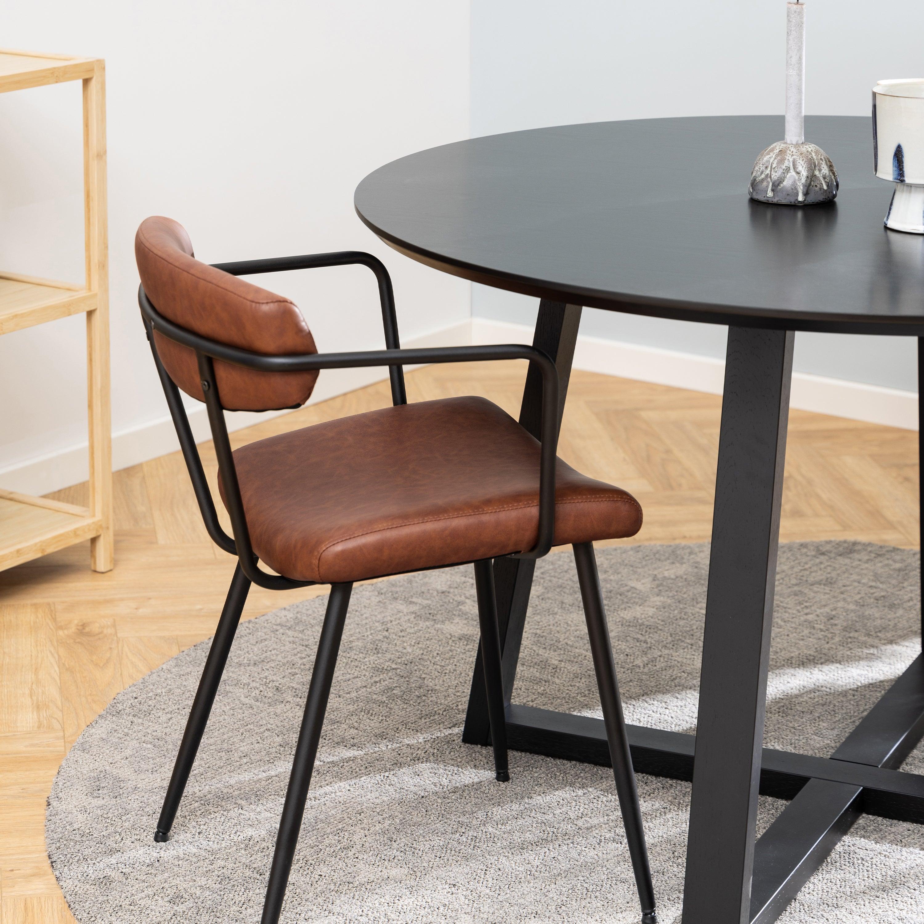 Fatma Round Dining Table in Black - YANDZ HOME