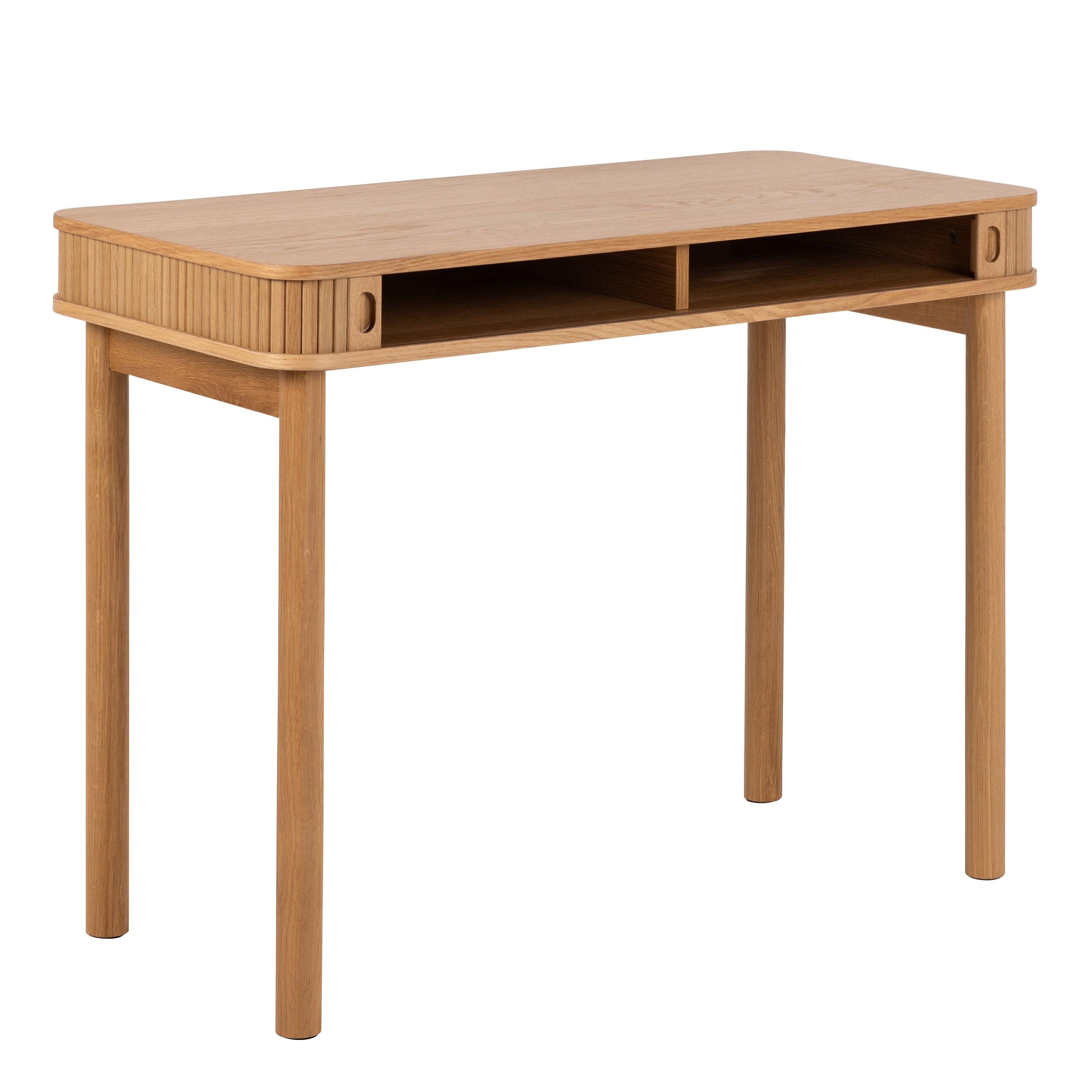 Everett Oak Desk with Tambour Doors - YANDZ HOME