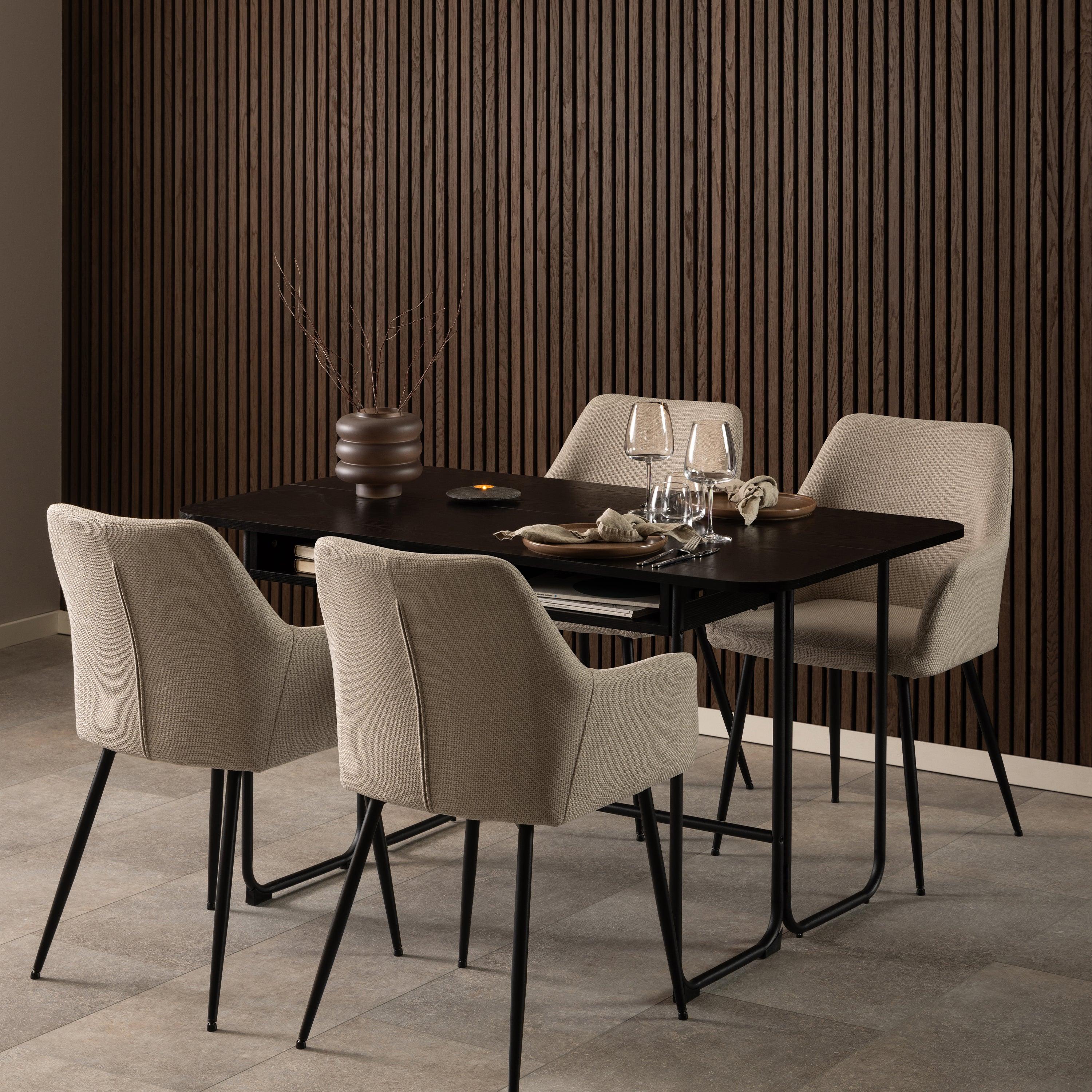 Modern Extendable Dining Table with Storage in Black - YANDZ HOME