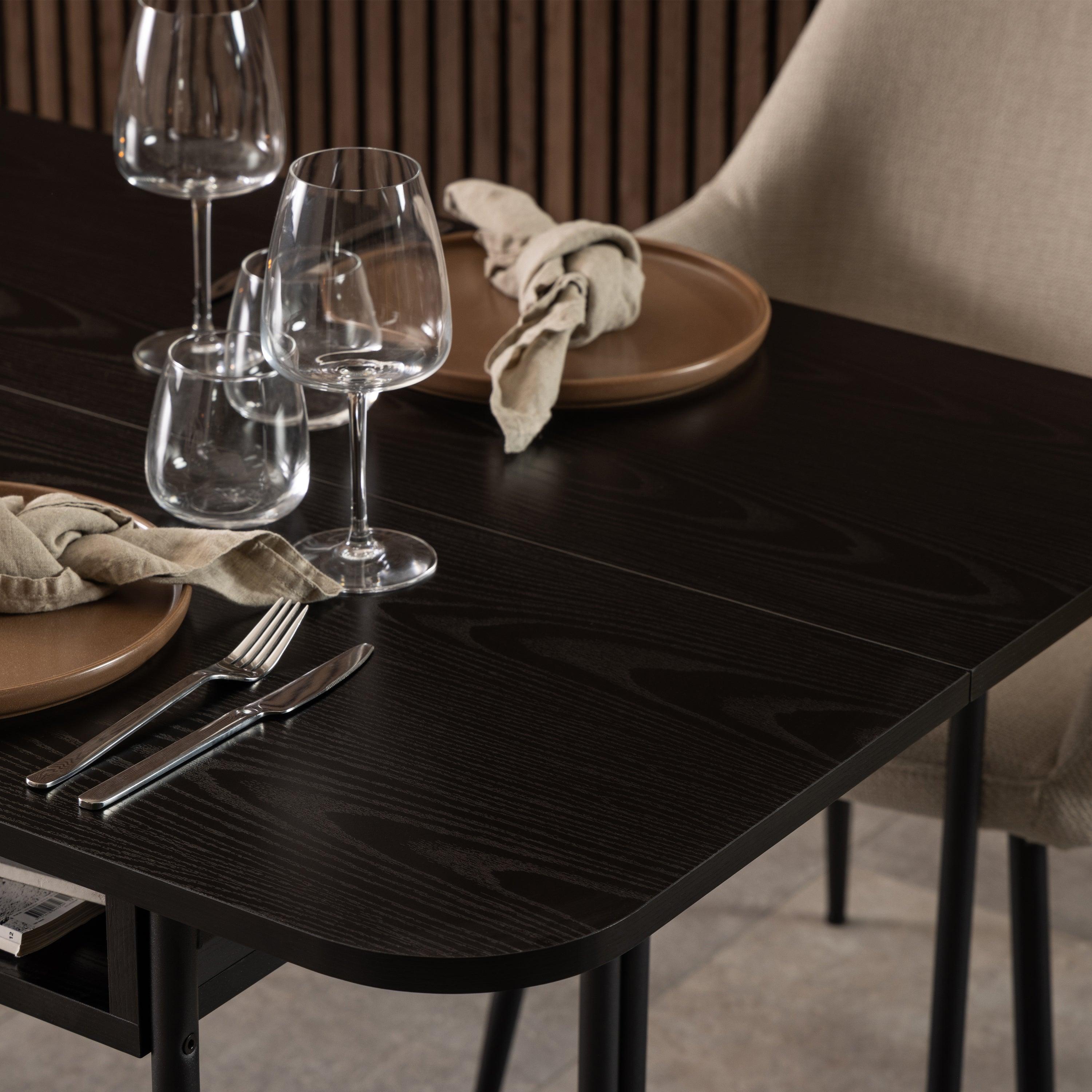 Modern Extendable Dining Table with Storage in Black - YANDZ HOME