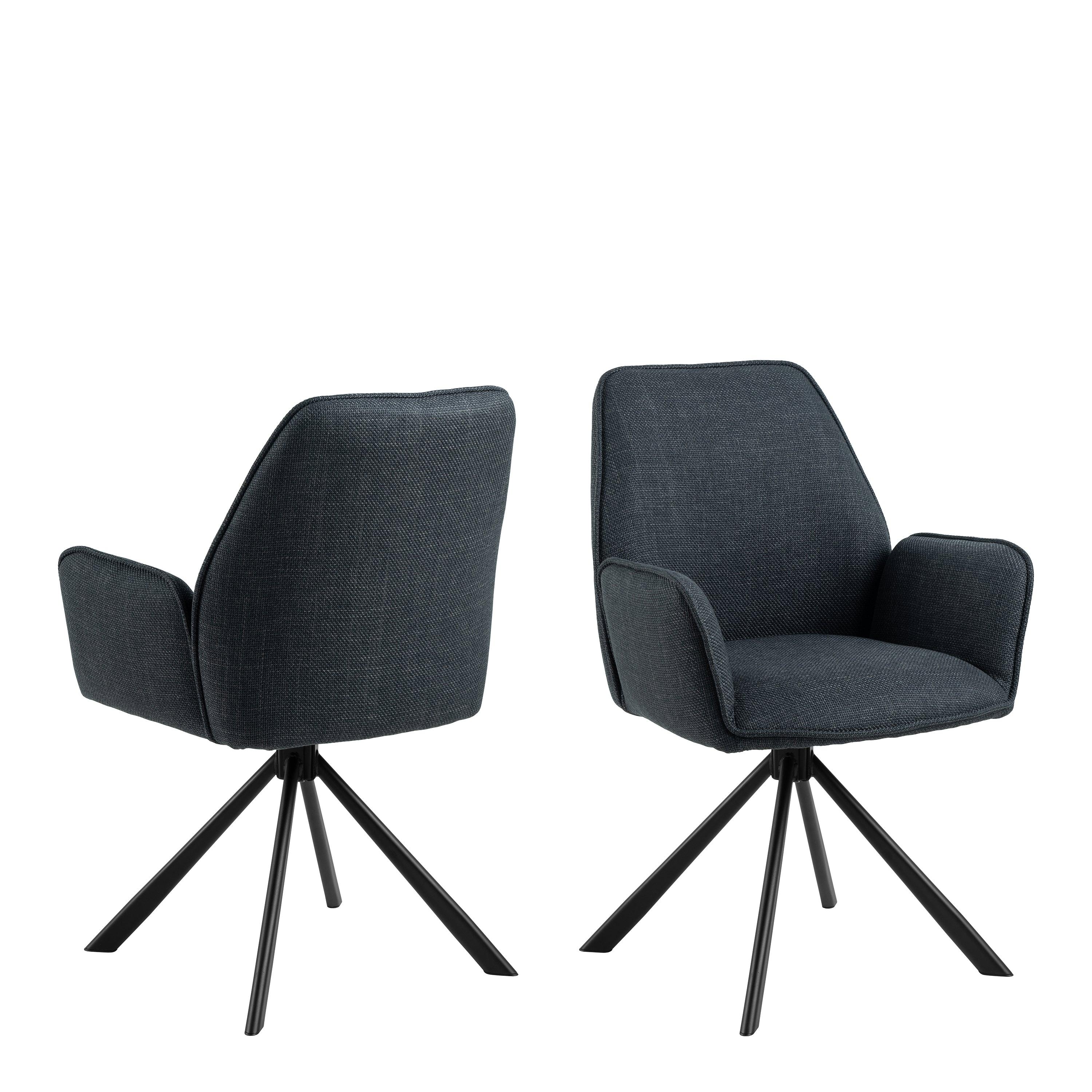 Elora Dining Chair with Armrest and Swivel Function in Grey - YANDZ HOME