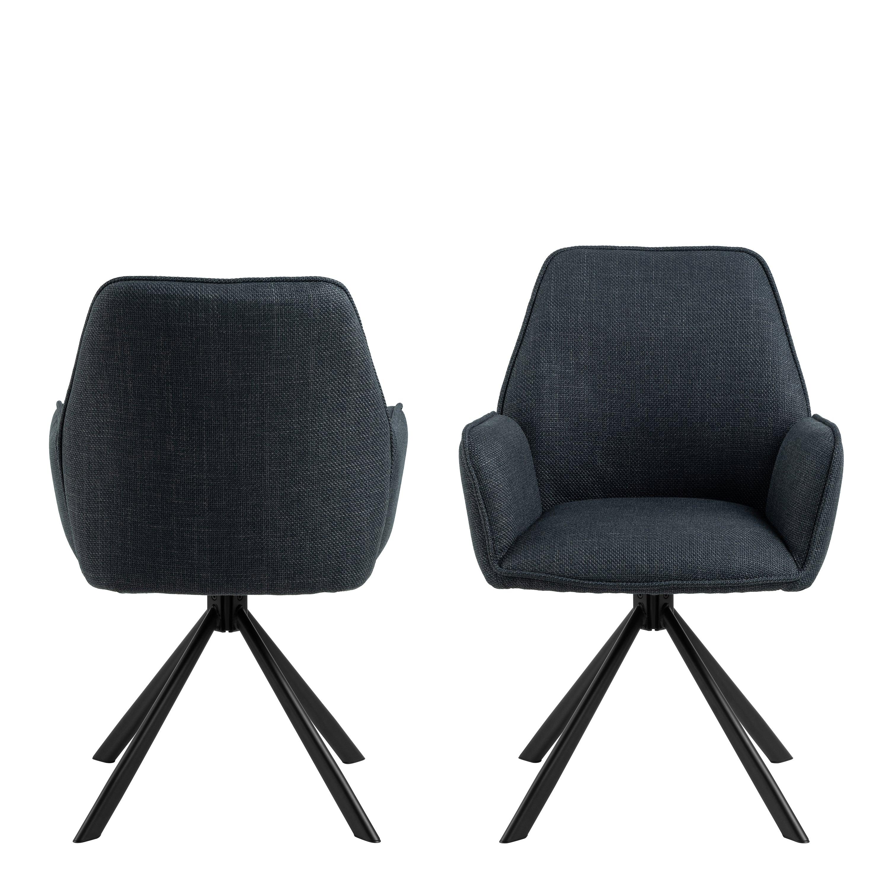 Elora Dining Chair with Armrest and Swivel Function in Grey - YANDZ HOME