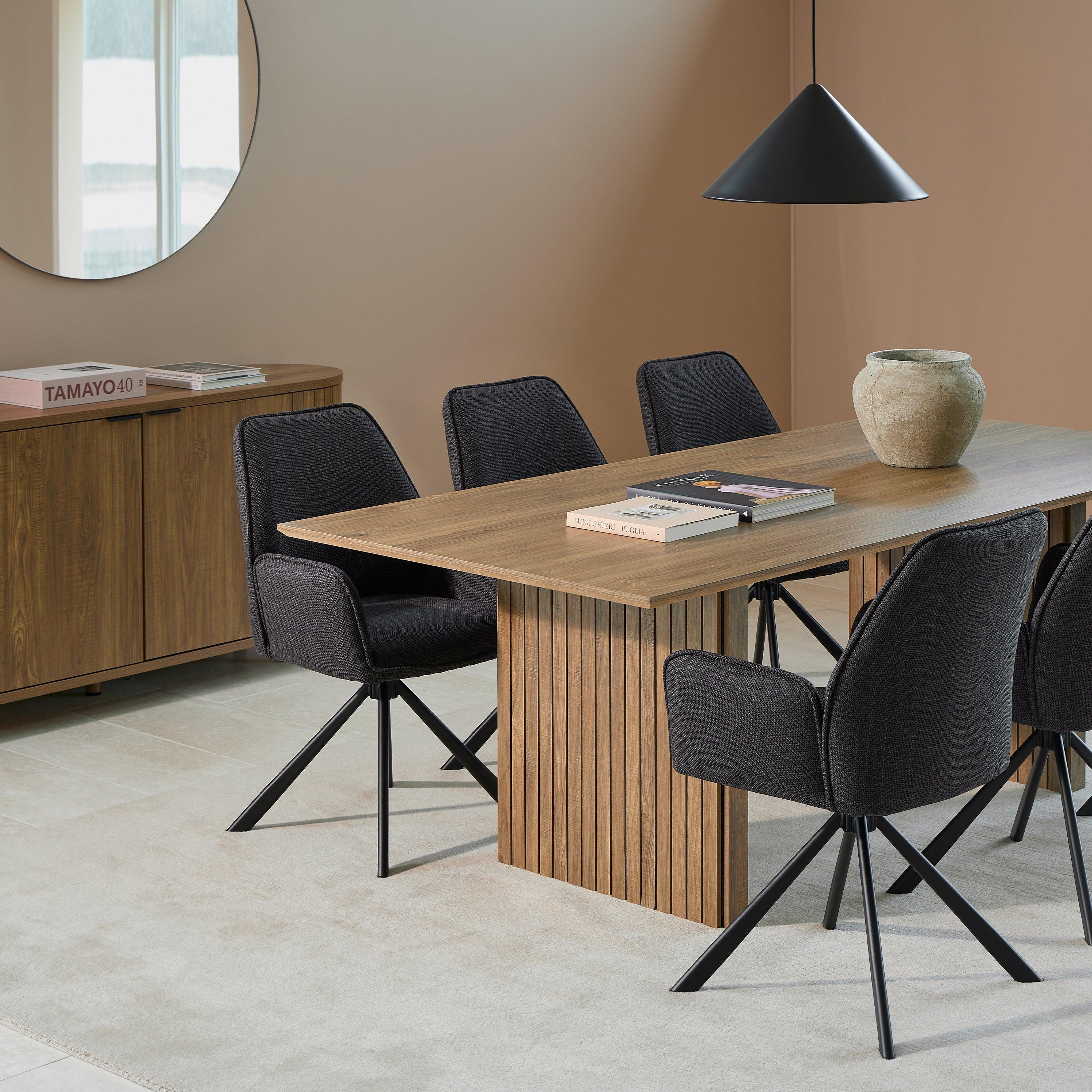 Elora Dining Chair with Armrest and Swivel Function in Grey - YANDZ HOME